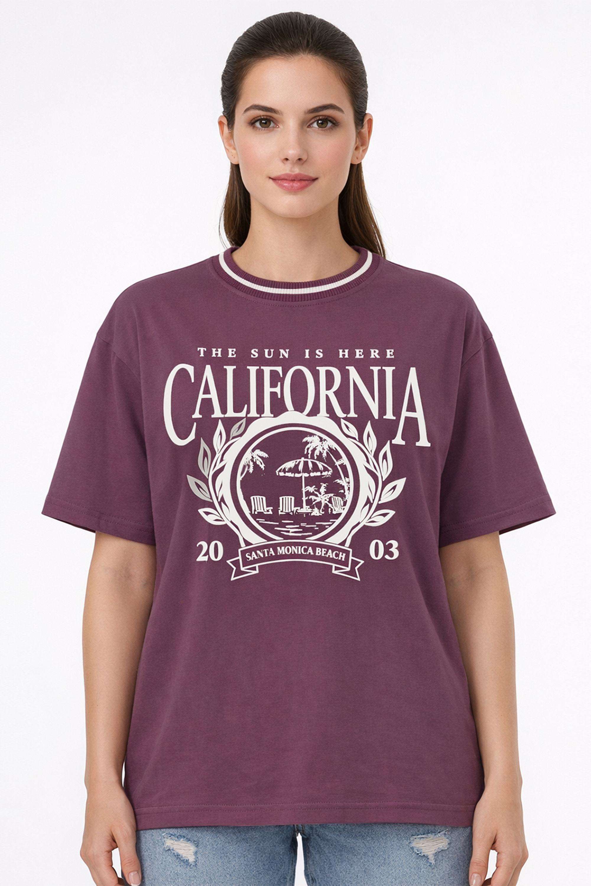 Graphic-Print-Blended-Fabric-Round-Neck-Women-s-T-Shirt