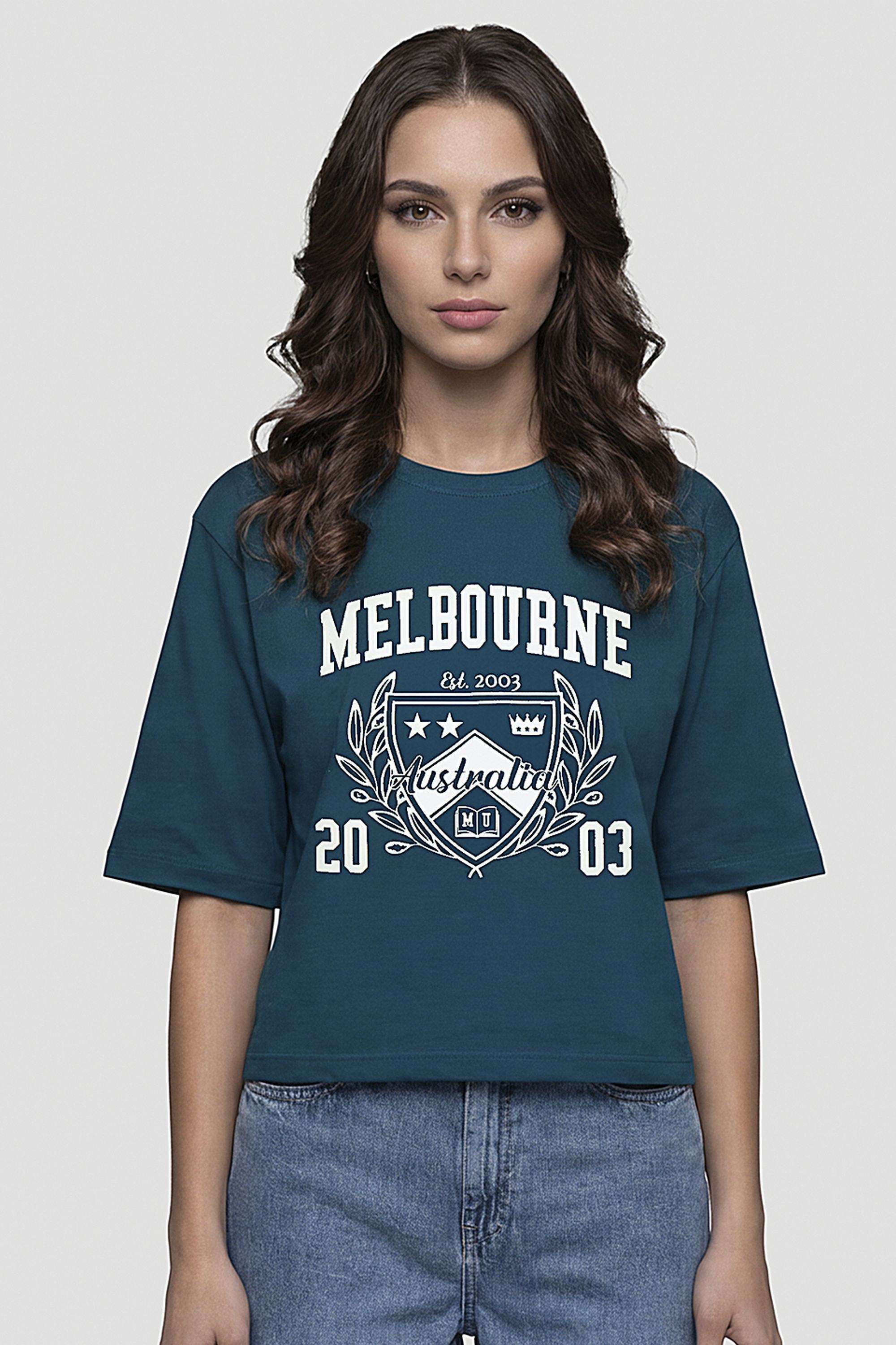 Solid-Blended-Round-Neck-Women-s-T-Shirt