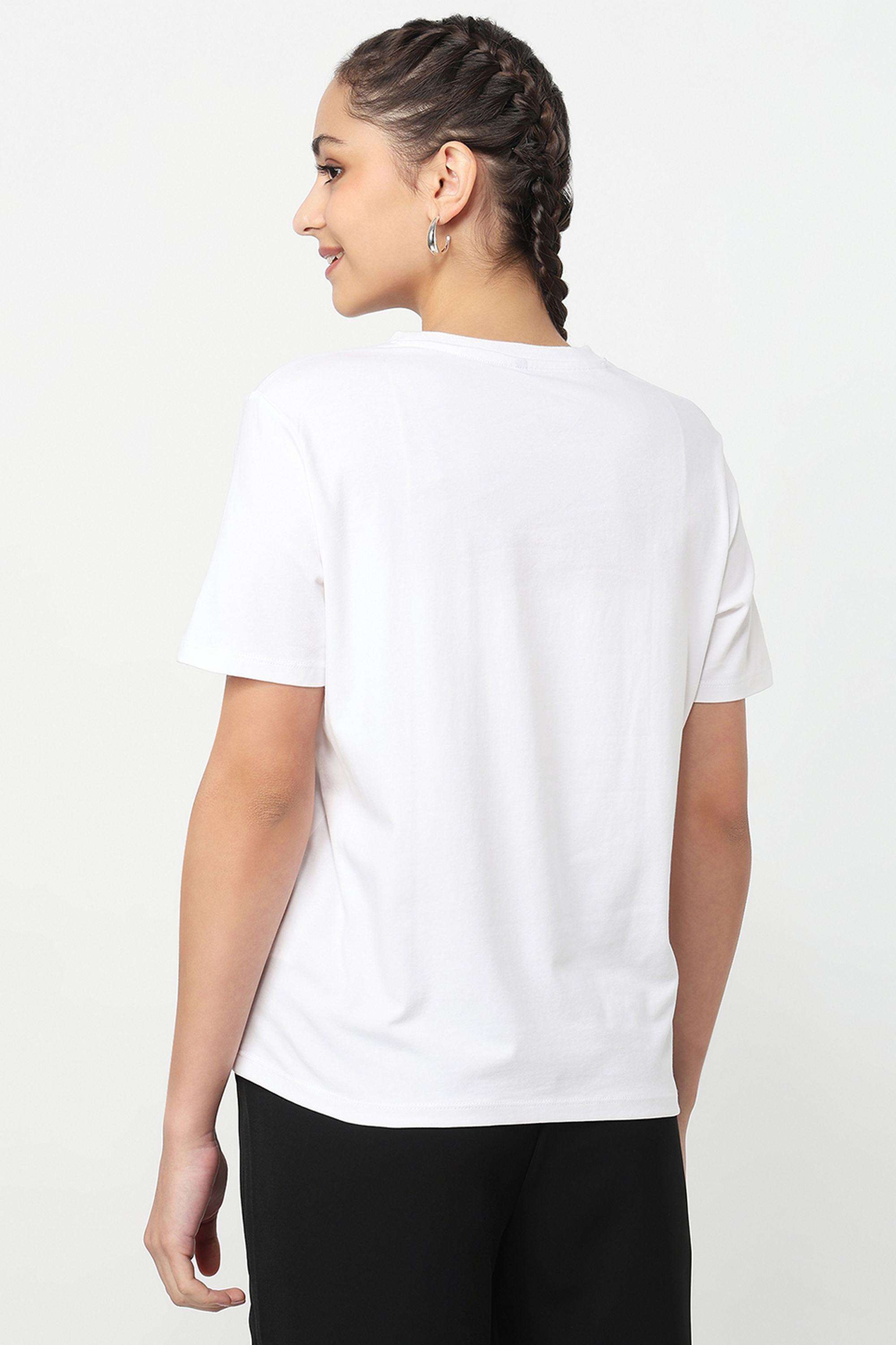 Graphic-Print-Blended-Fabric-Round-Neck-Women-s-T-Shirt