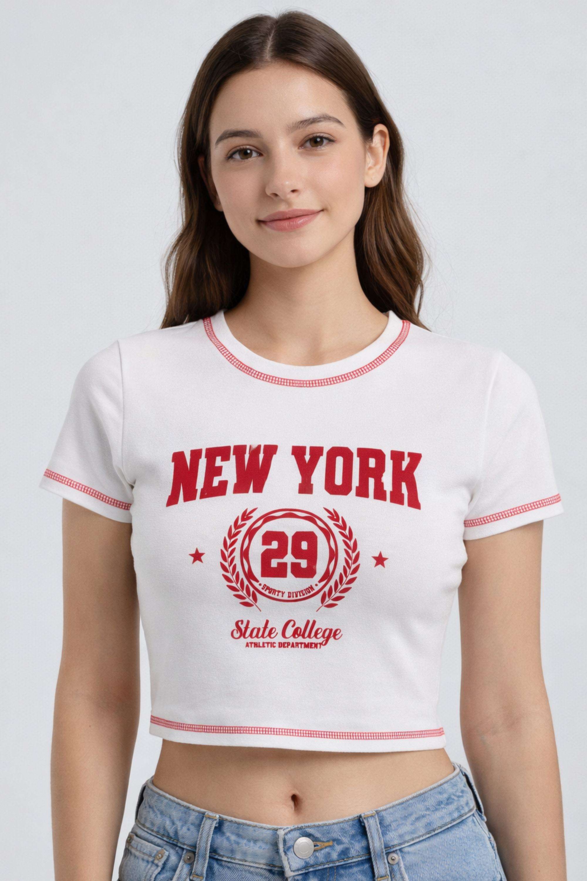Solid-Blended-Round-Neck-Women-s-T-Shirt