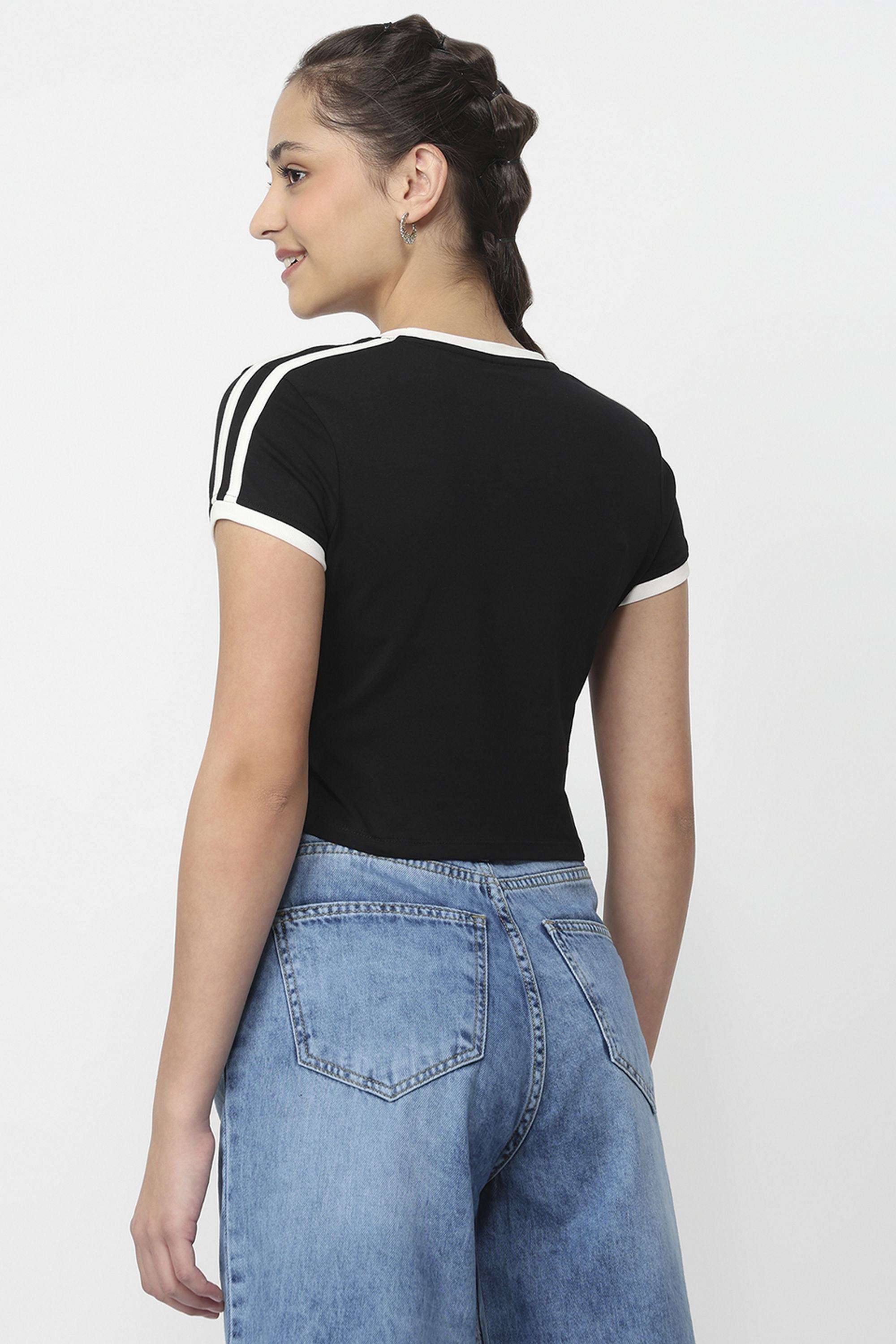 Graphic-Print-Blended-Fabric-Round-Neck-Women-s-T-Shirt