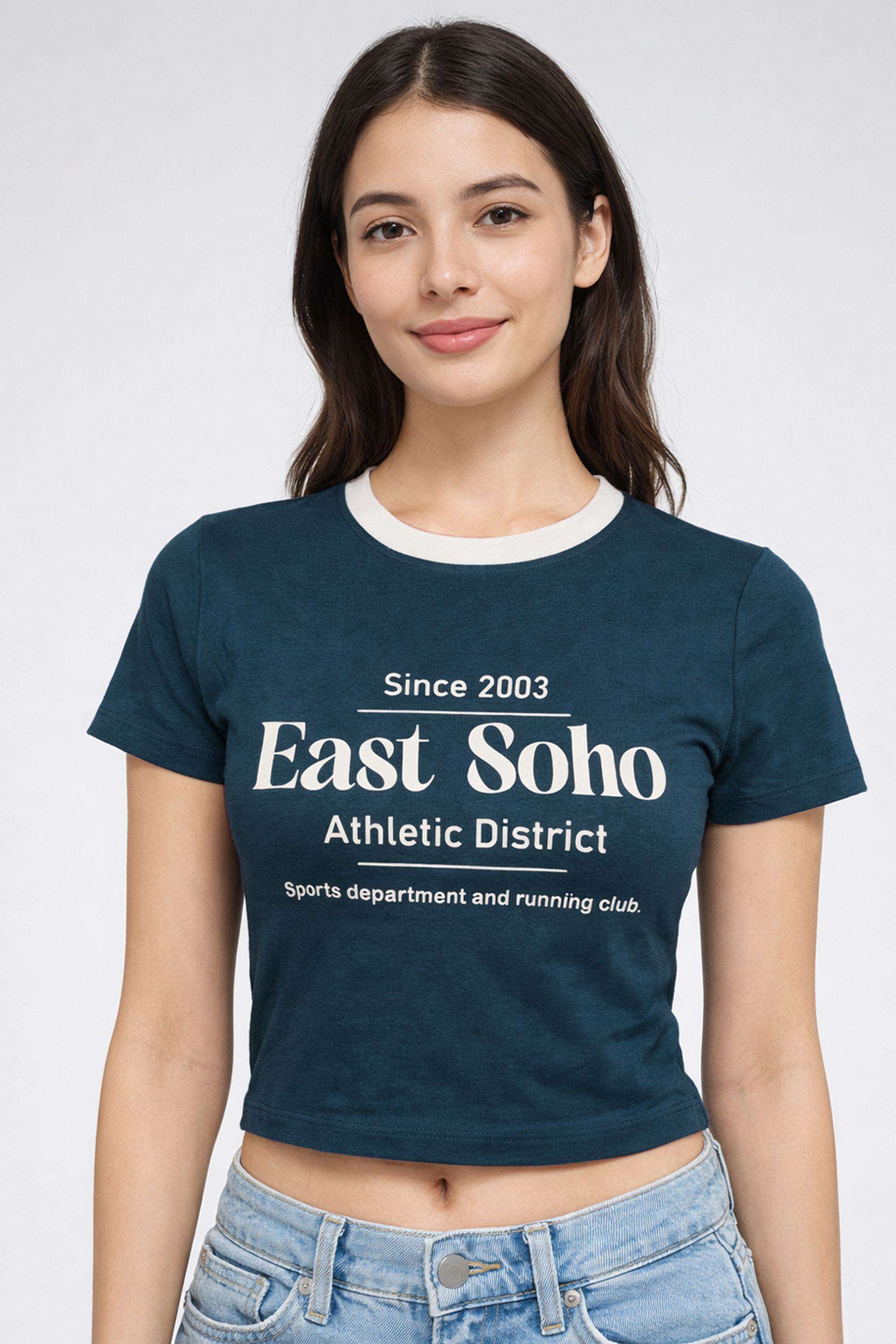 Solid-Blended-Round-Neck-Women-s-T-Shirt
