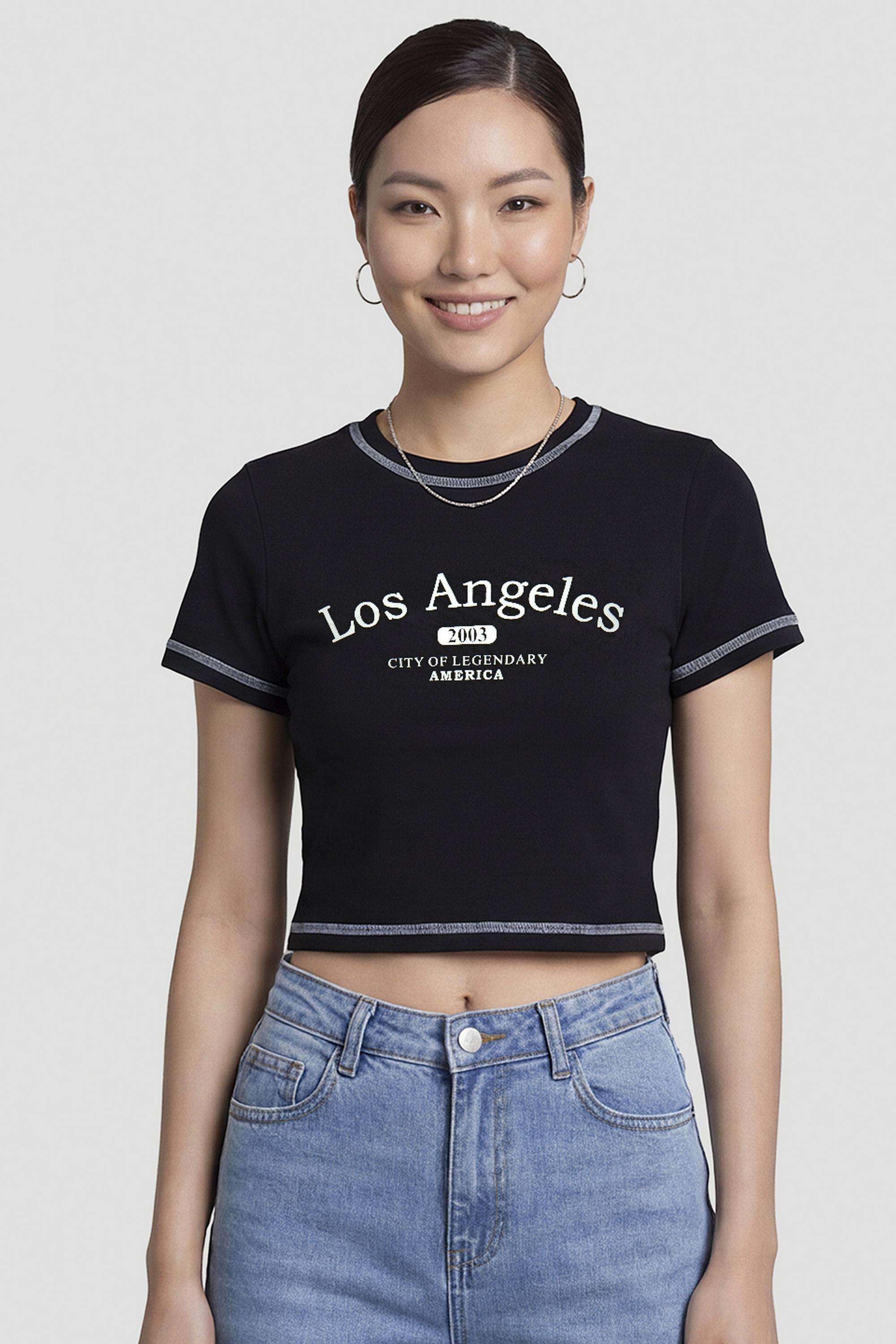 Solid-Blended-Round-Neck-Women-s-T-Shirt