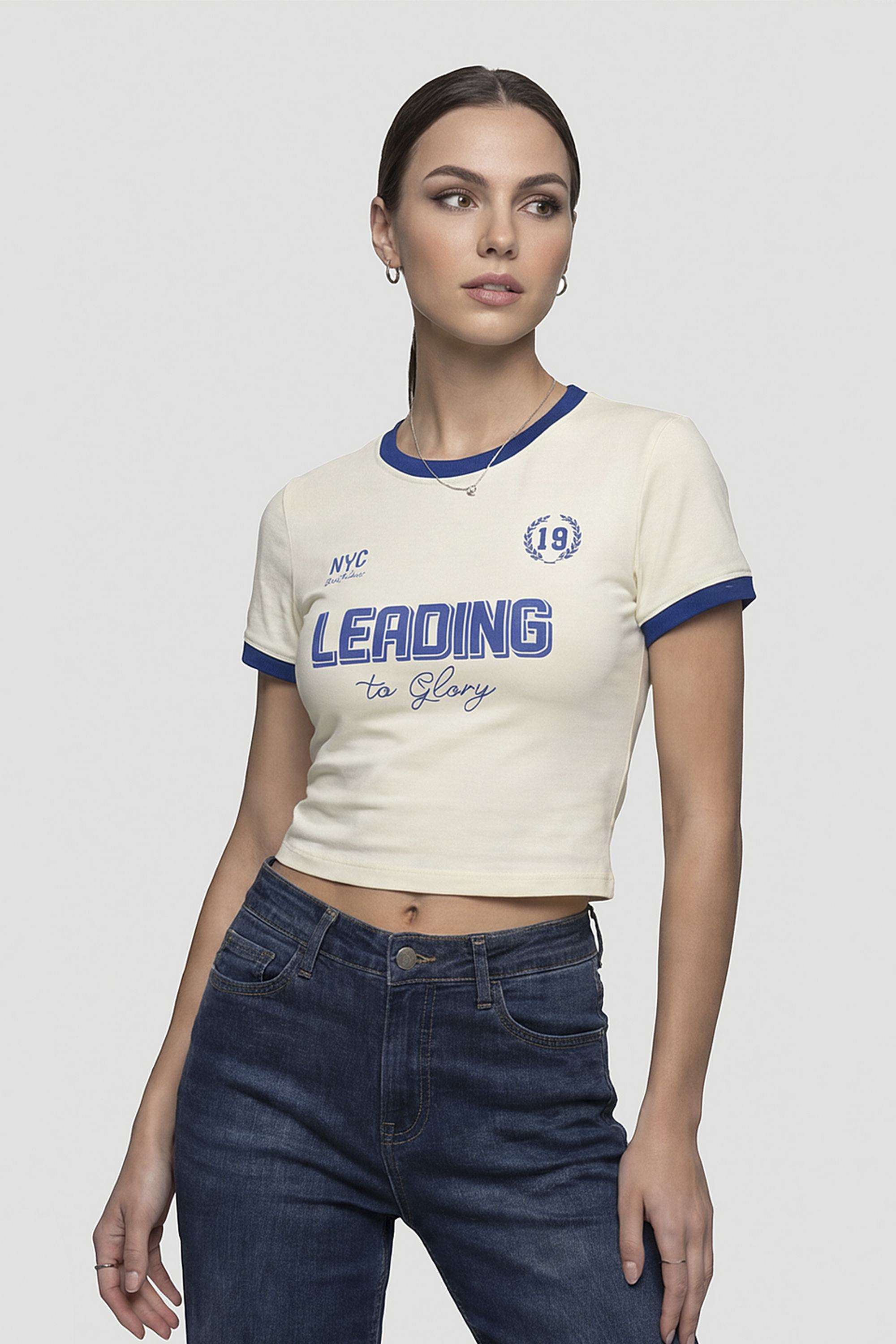 Solid-Blended-Round-Neck-Women-s-T-Shirt