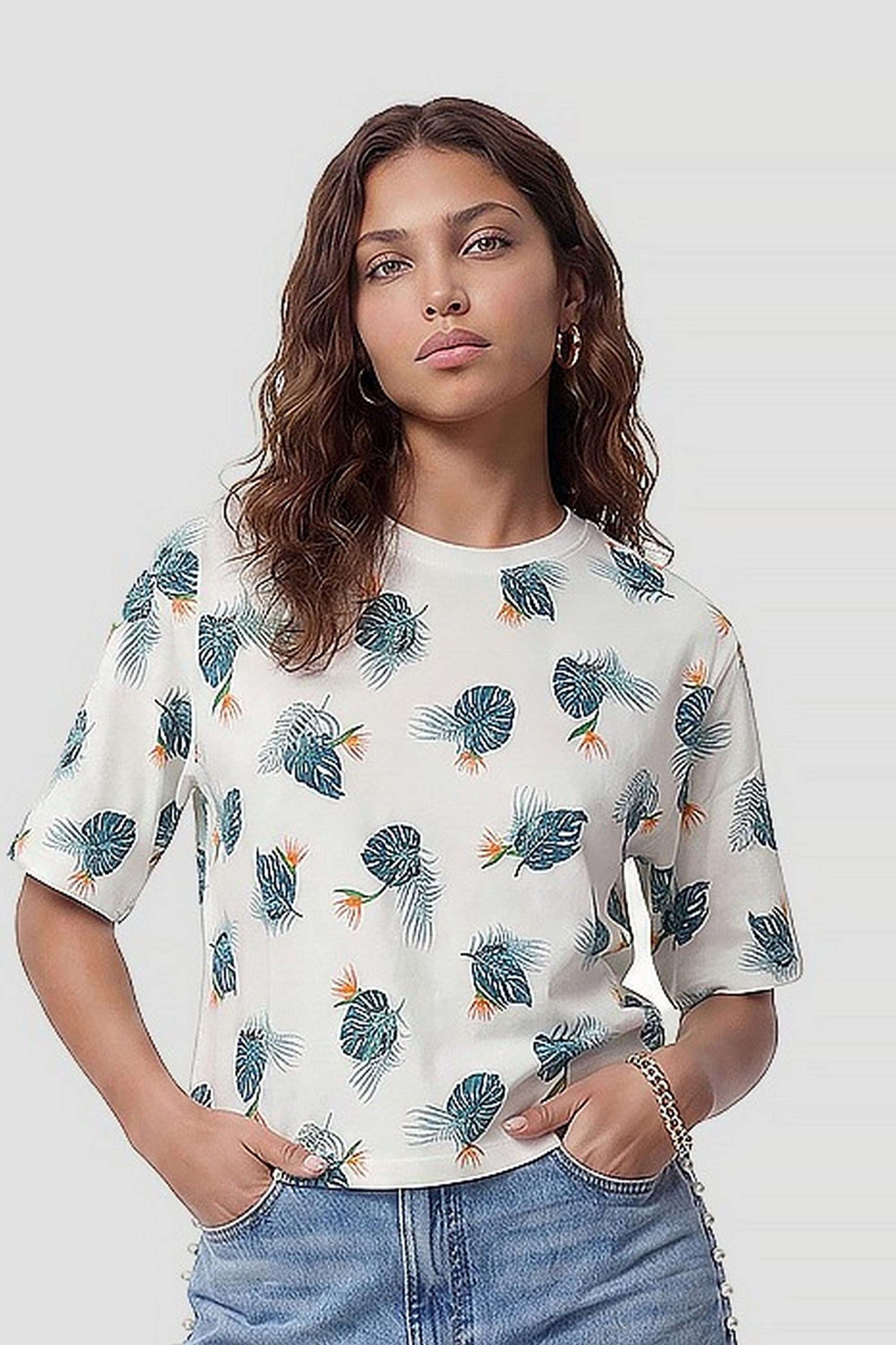 kraus Printed Cotton Blend Round Neck Women's T-Shirt-picture-22