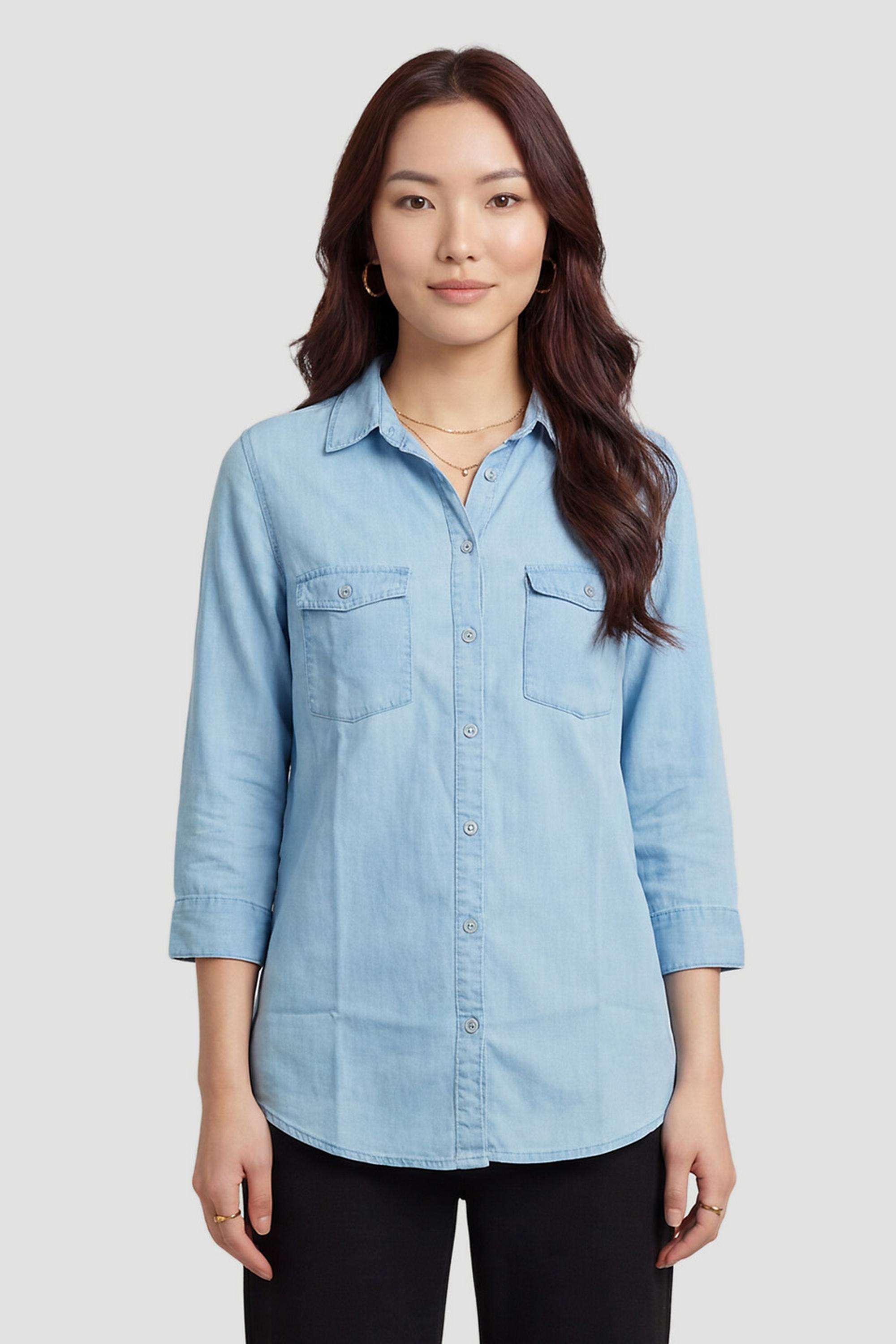 Solid-Blended-Slim-Fit-Women-s-Casual-Shirt