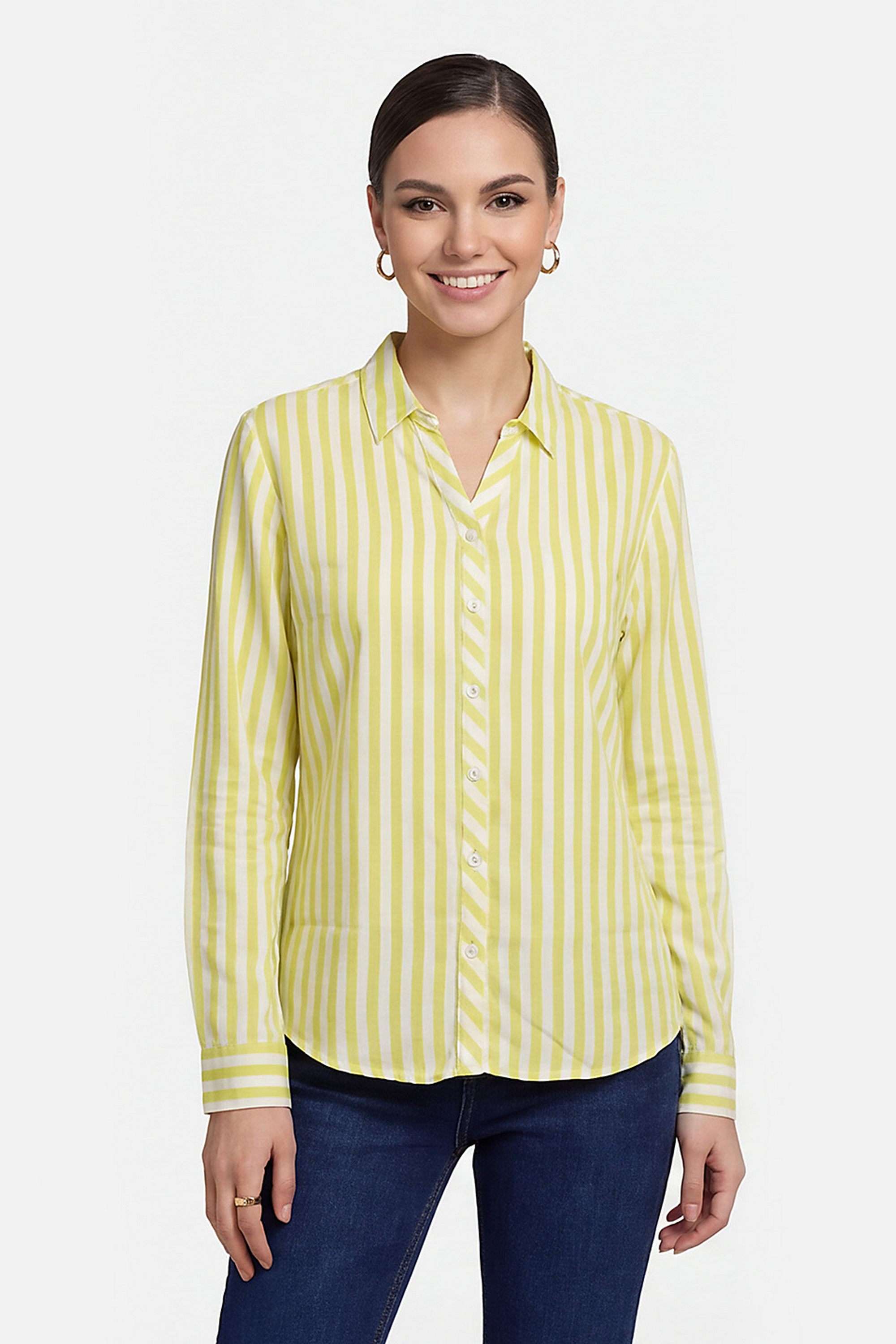 kraus Stripes Spread Collar Rayon Women's Casual Wear Shirt-picture-10