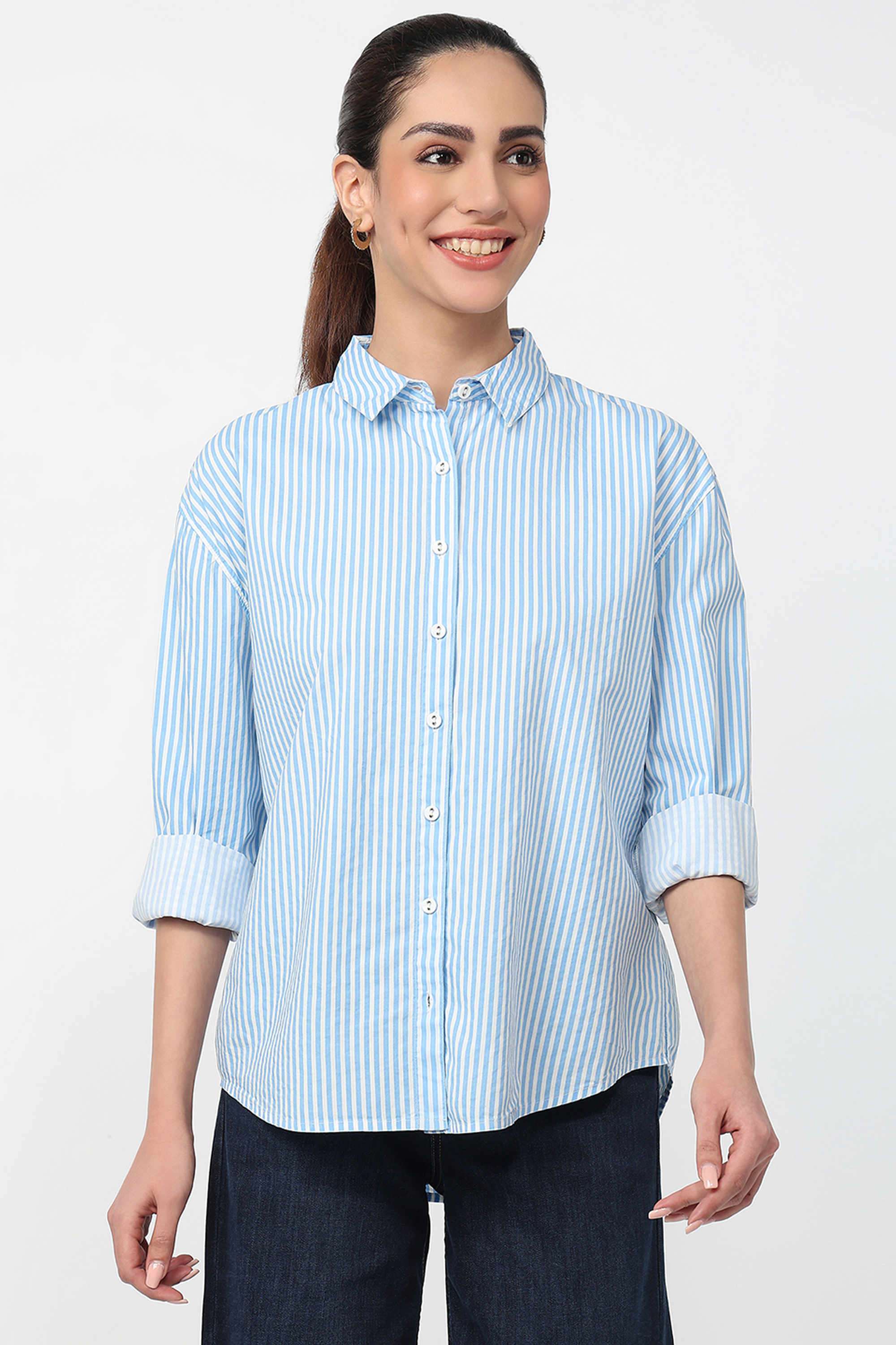 Solid-Blended-Fabric-Women-s-Shirt