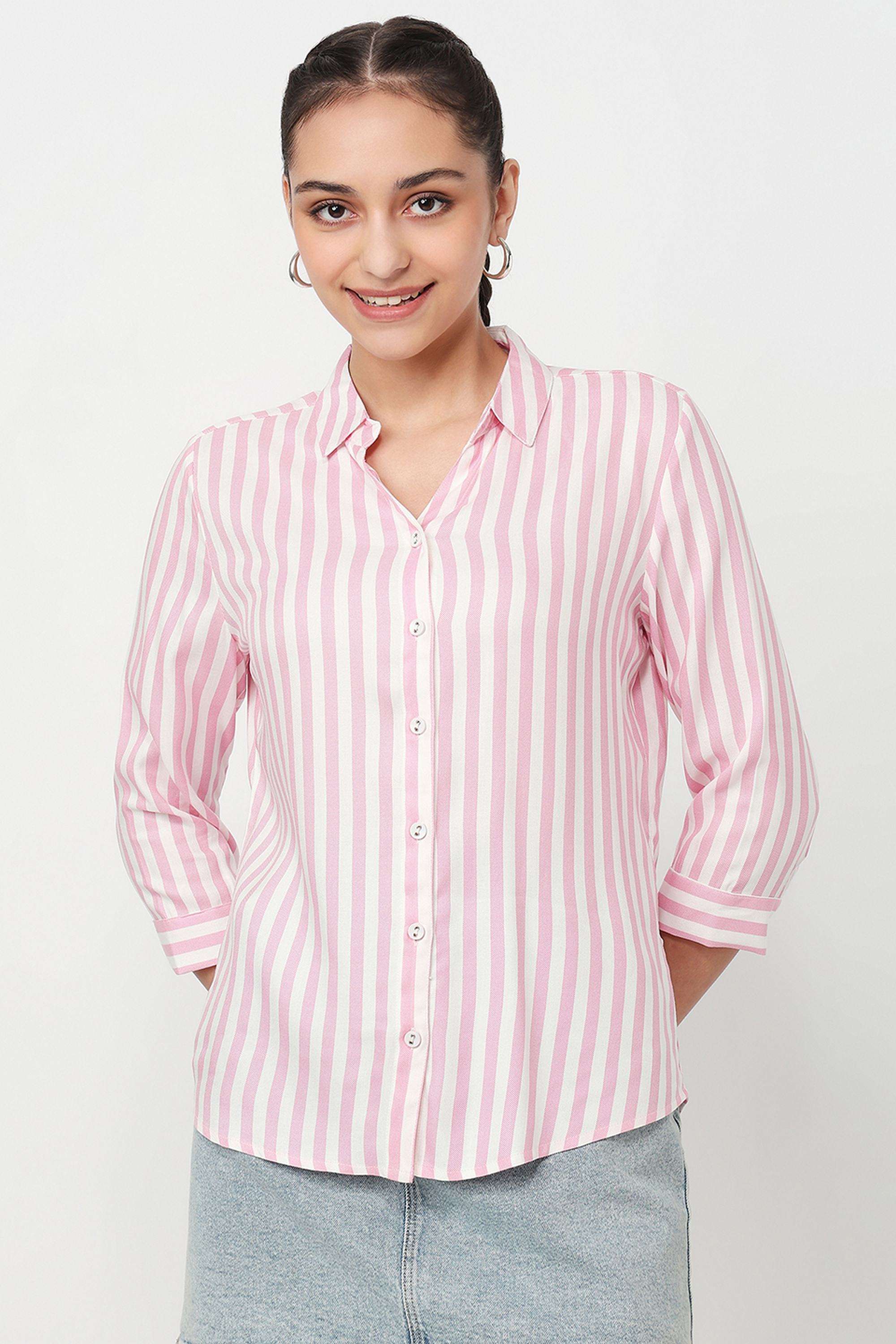 Stripes-Rayon-Collared-Women-s-Shirt