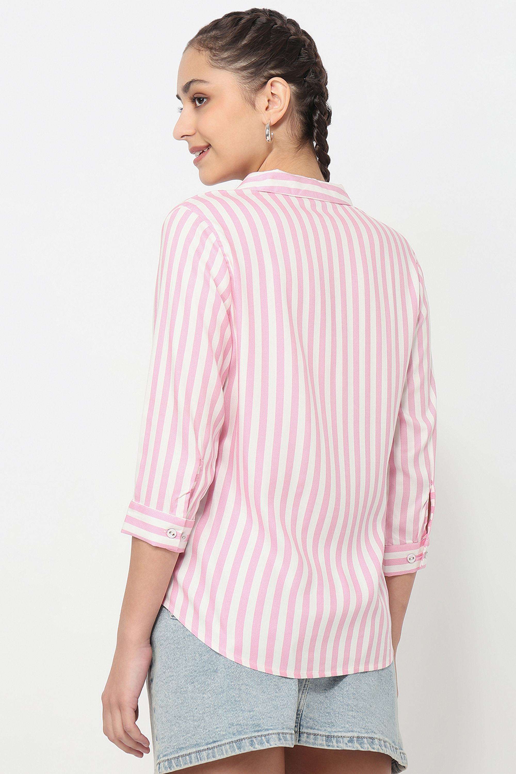 Stripes-Rayon-Collared-Women-s-Shirt