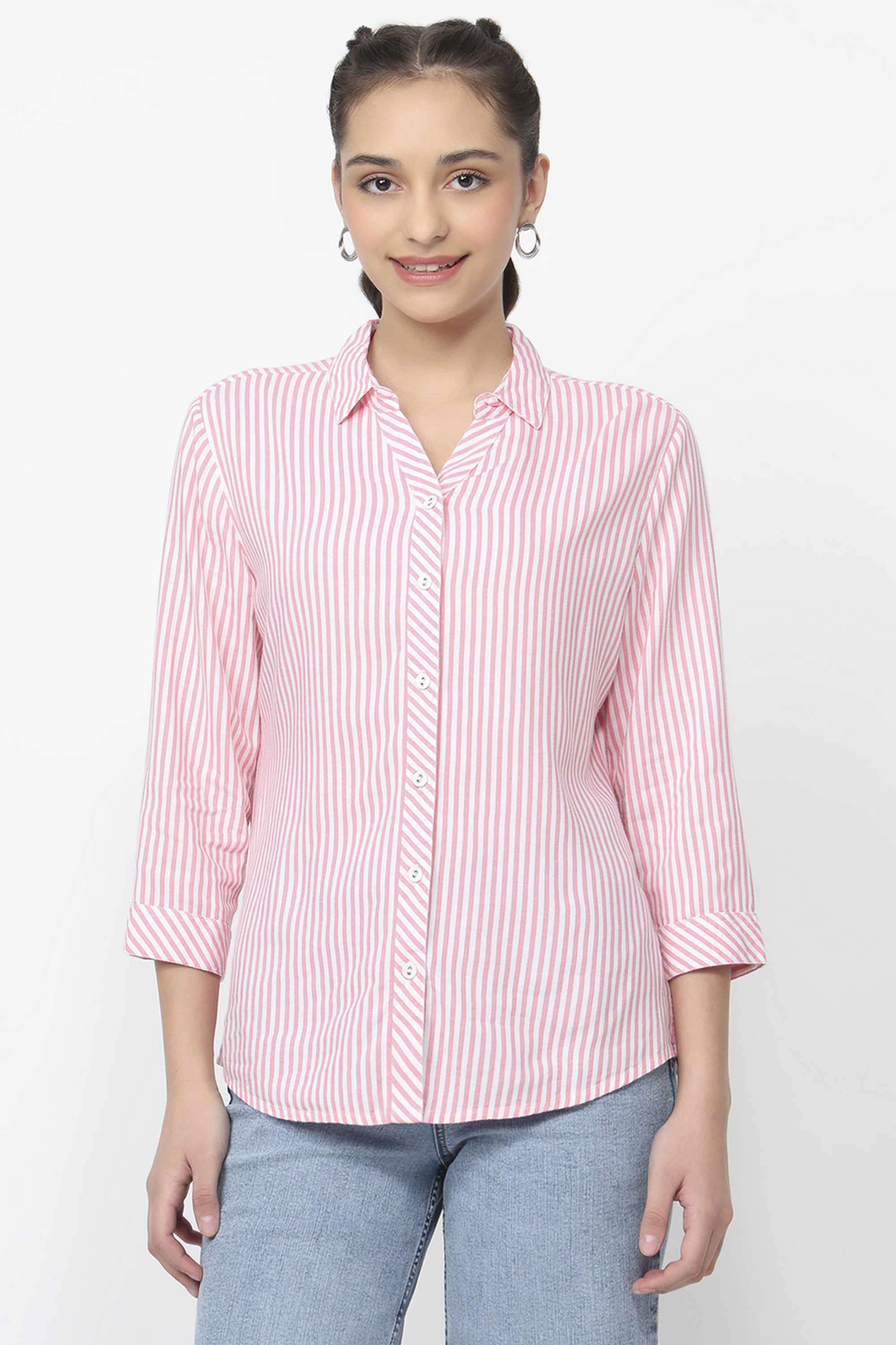 Solid-Blended-Fabric-Women-s-Shirt