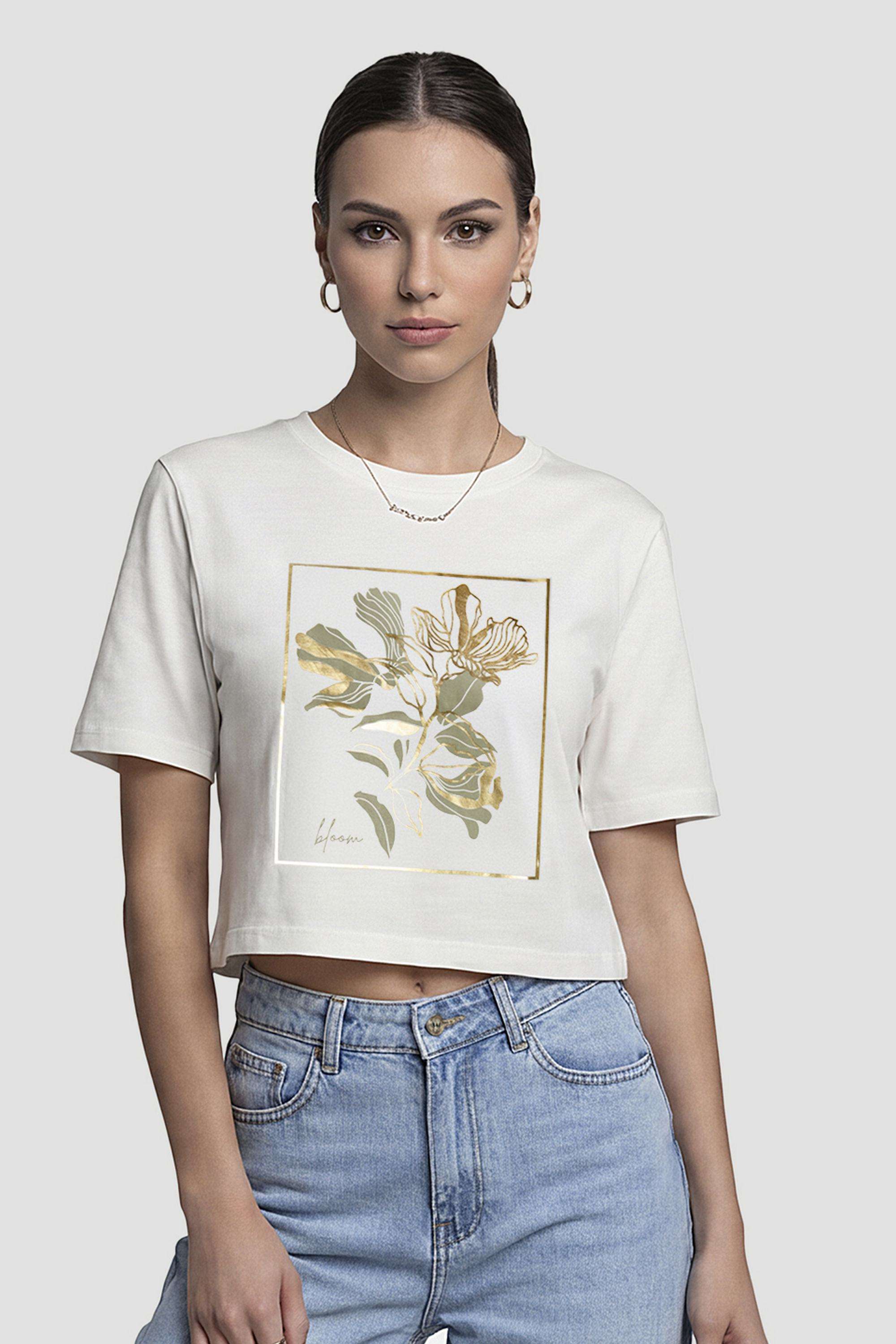 Solid-Blended-Round-Neck-Women-s-T-Shirt