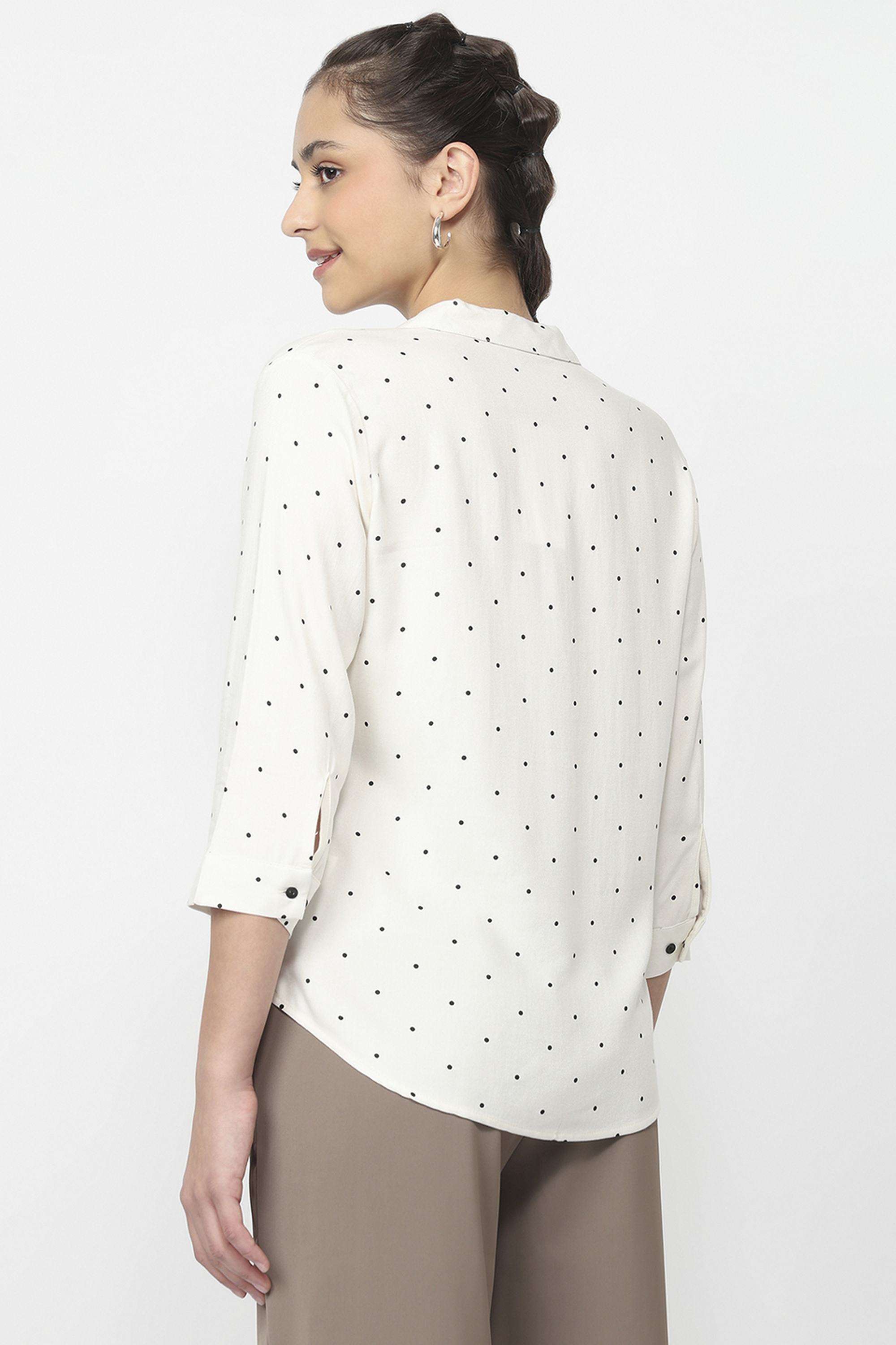 Polka-Dots-Rayon-Collared-Women-s-Shirt