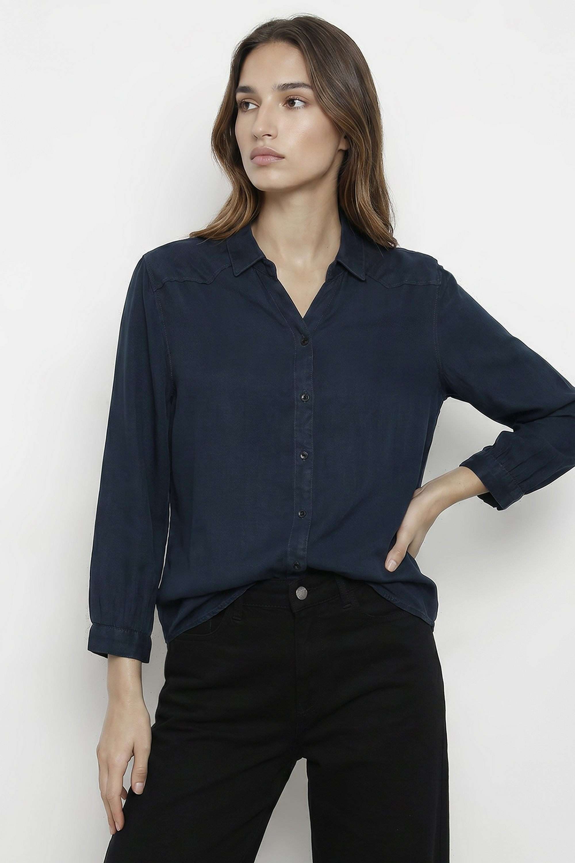kraus Solid Spread Collar Lyocell Women's Casual Wear Shirt-picture-18