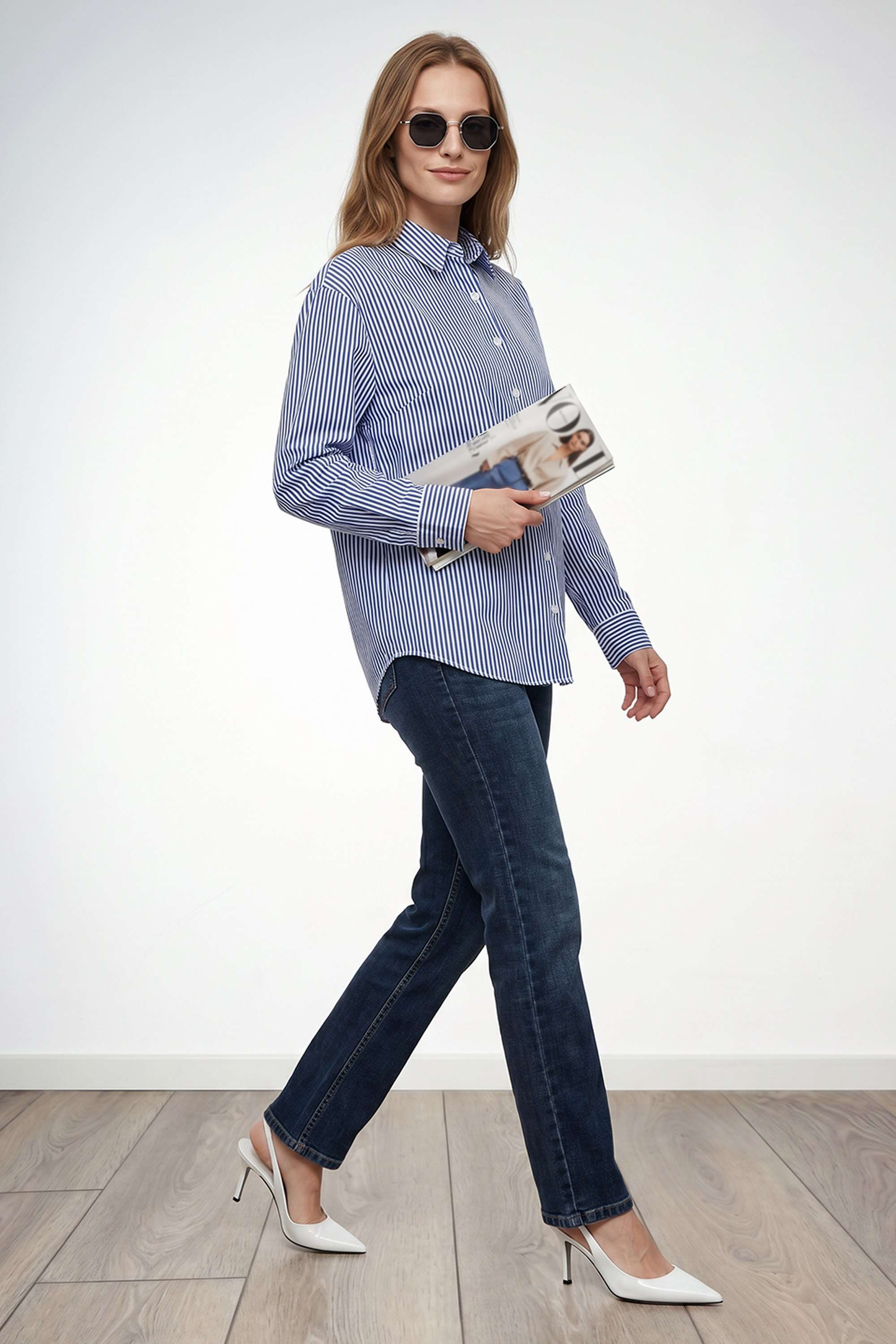 kraus Stripes Blended Fabric Women's Oversized Fit Shirt-picture-24