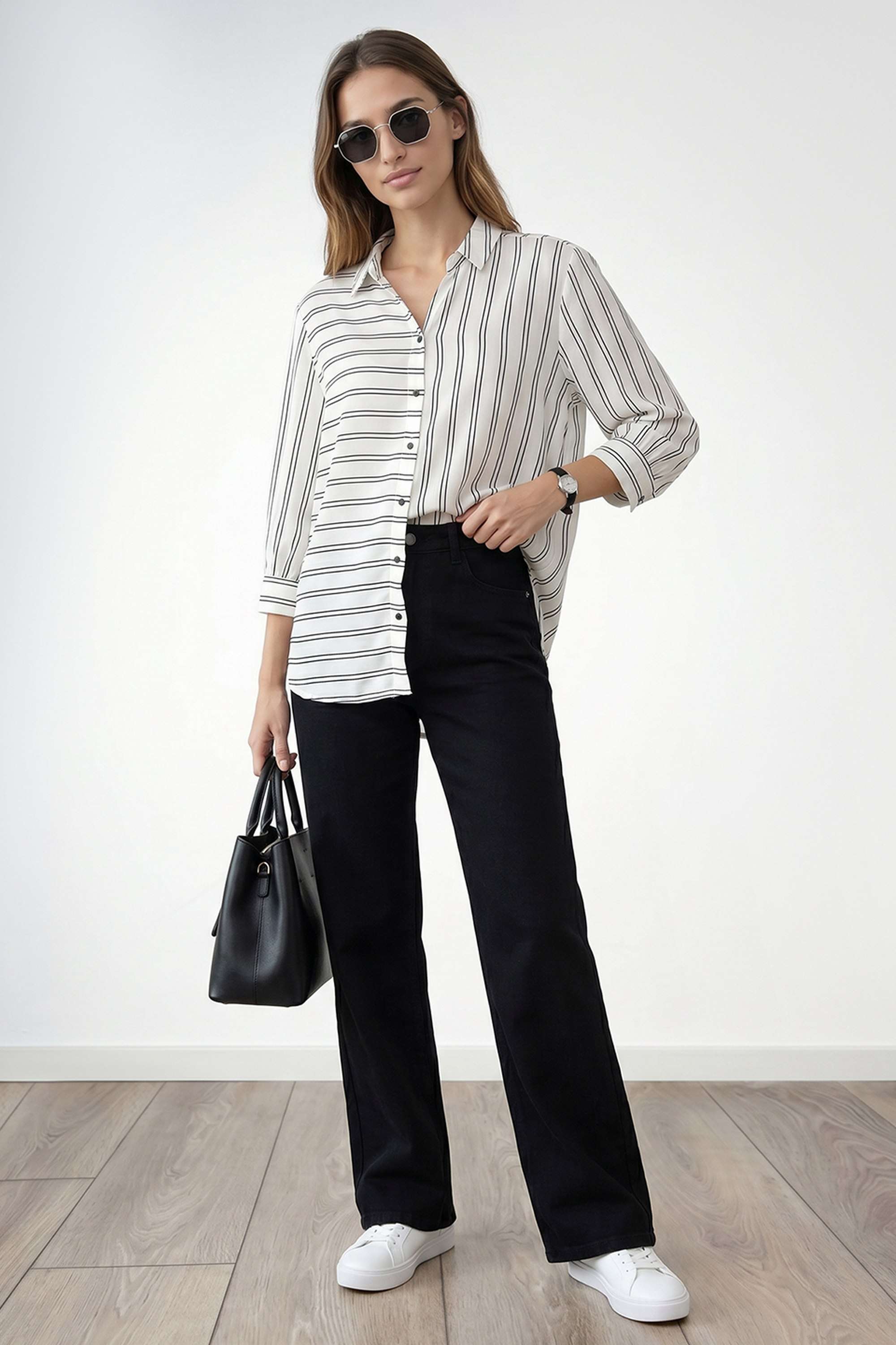kraus Stripes Spread Collar Rayon Women's Casual Wear Shirt-picture-16