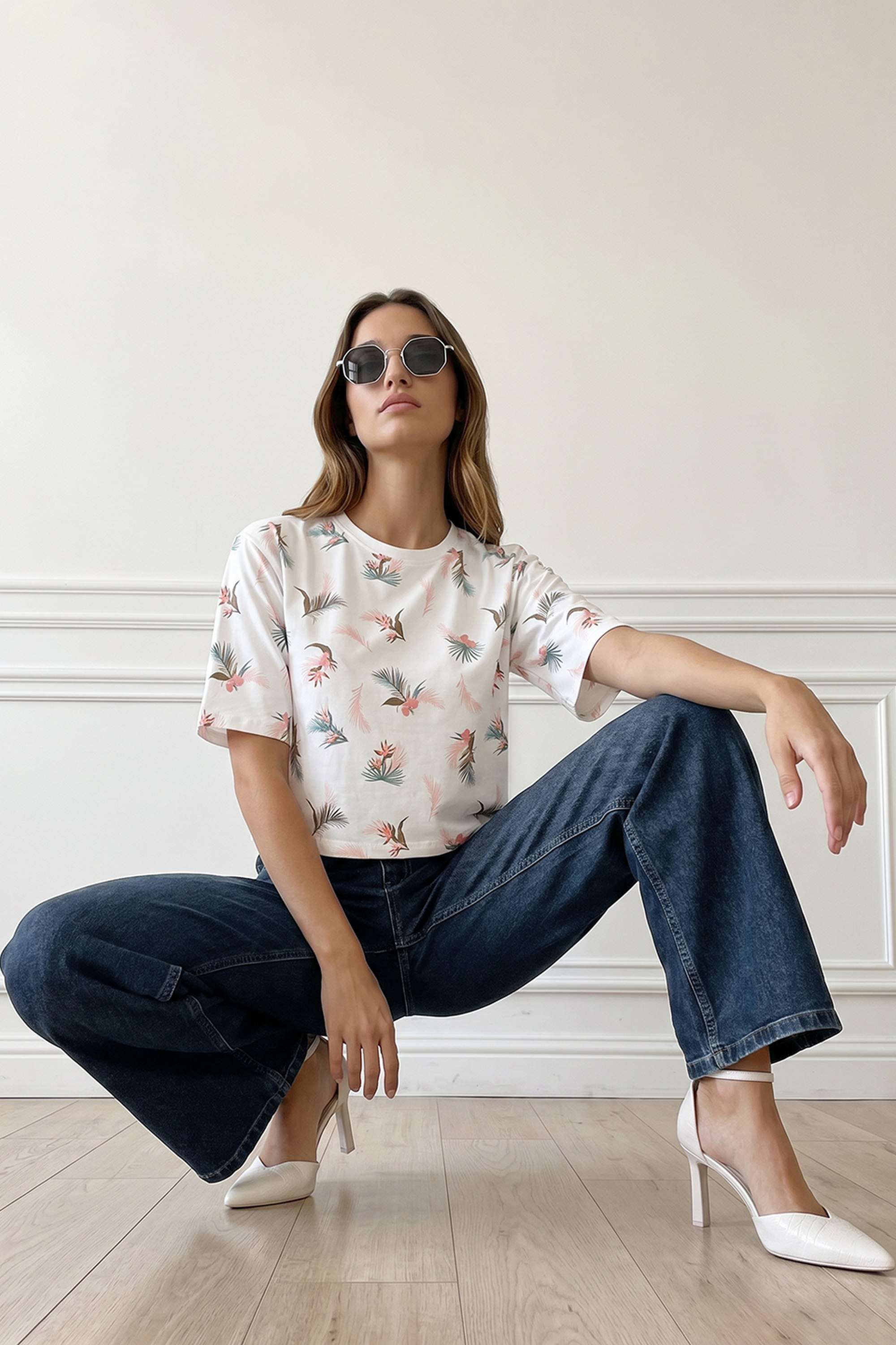 kraus Floral Cotton Blend Round Neck Women's T-Shirt-picture-31
