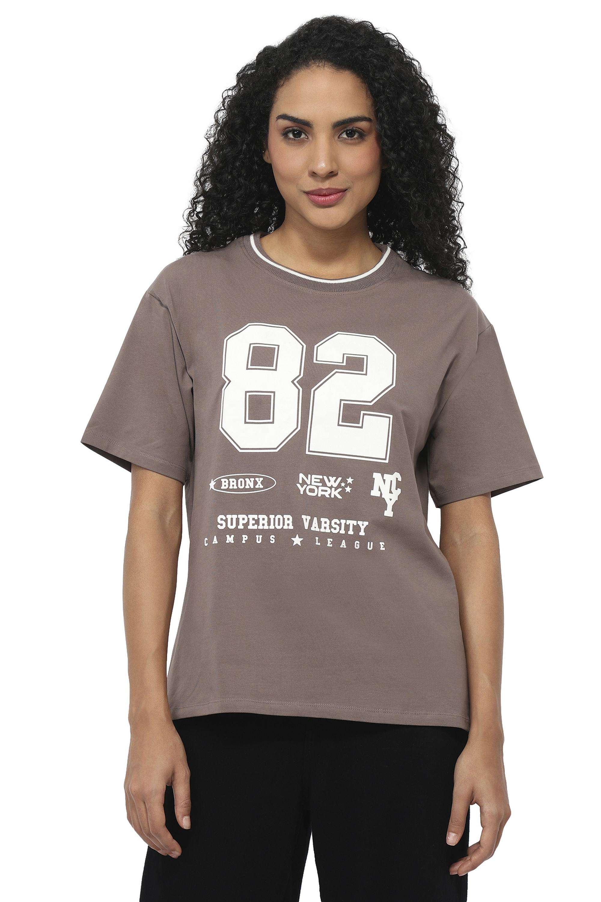 Solid-Blended-Round-Neck-Women-s-T-Shirt