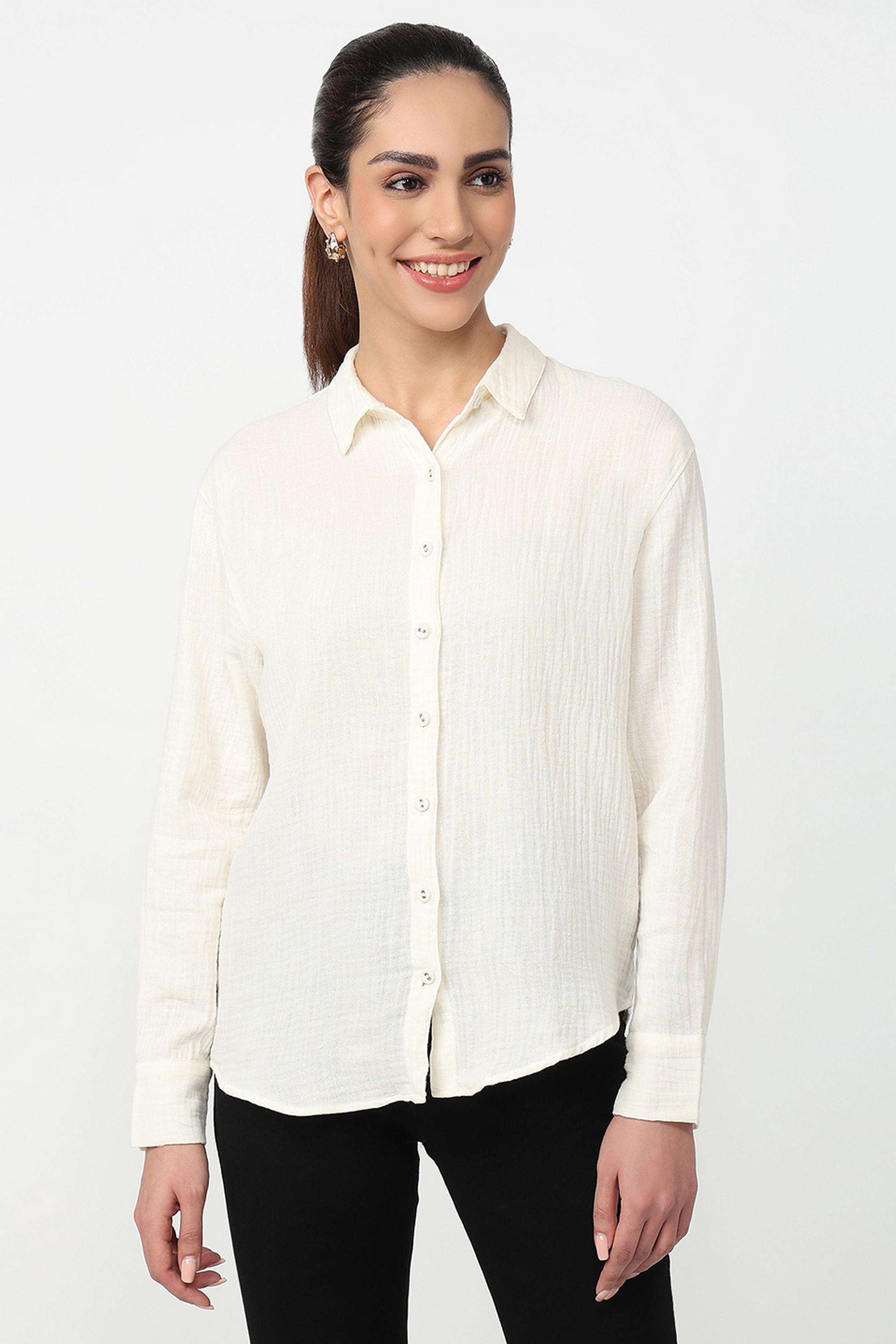 Solid-Cotton-Women-s-Shirt