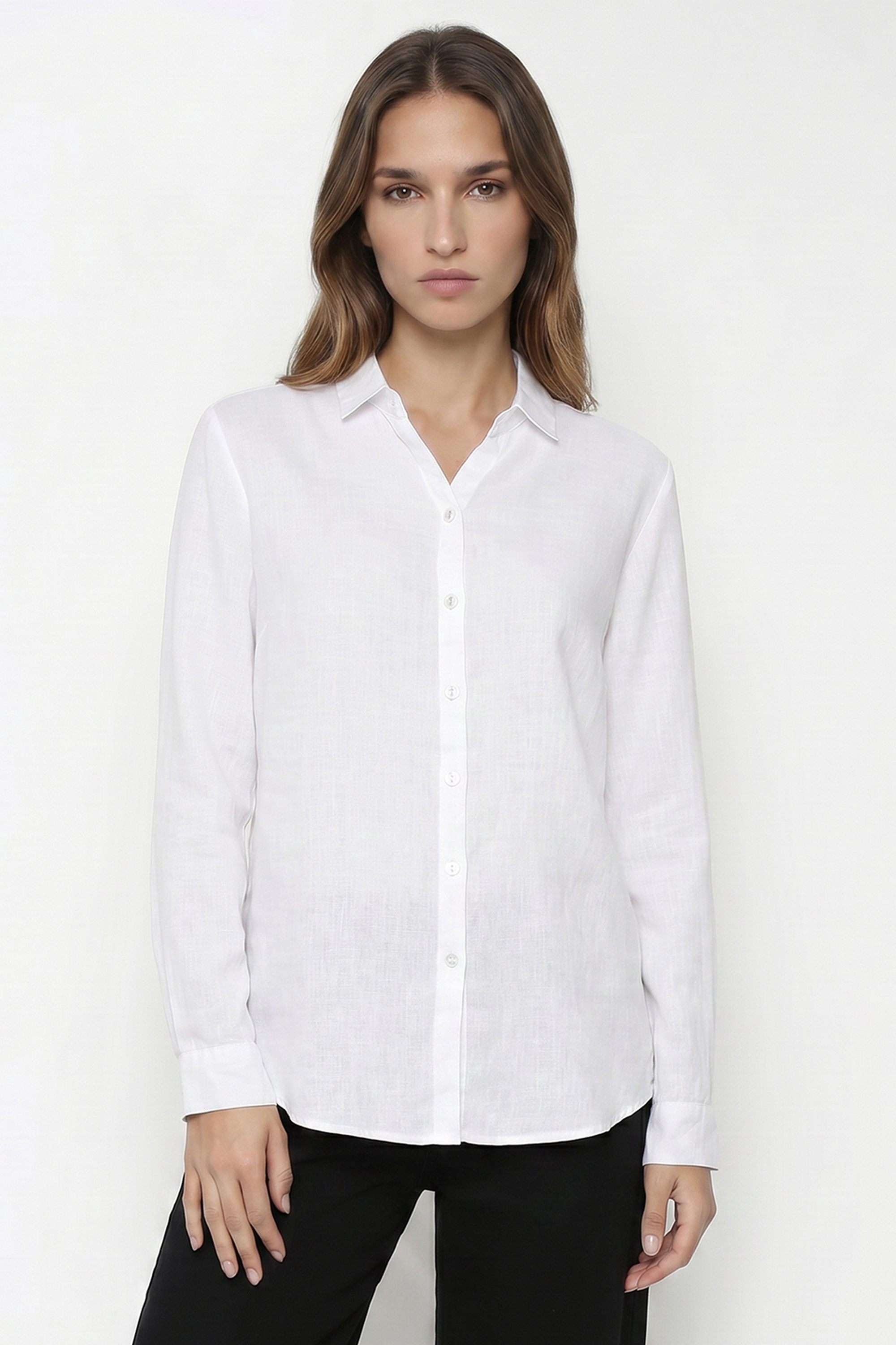 kraus Solid Spread Collar Blended Fabric Women's Casual Wear Shirt-picture-28