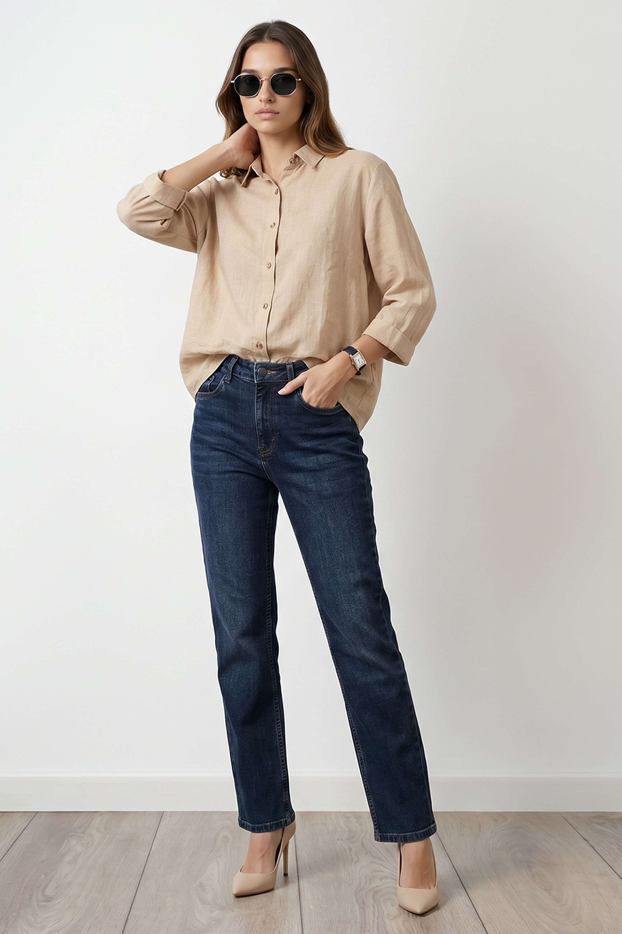 kraus Solid Spread Collar Blended Fabric Women's Casual Wear Shirt-picture-27
