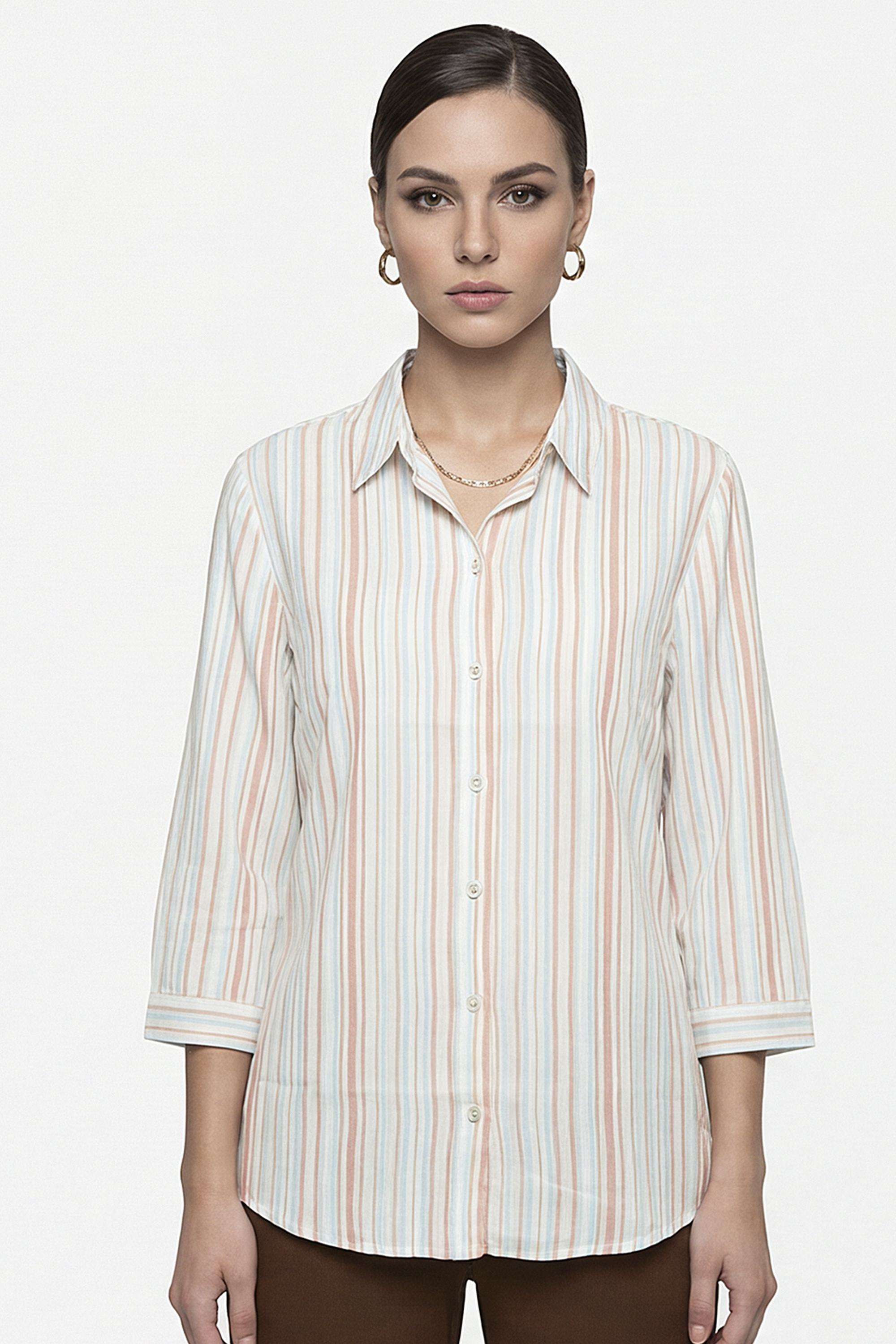 Solid-Blended-Slim-Fit-Women-s-Casual-Shirt