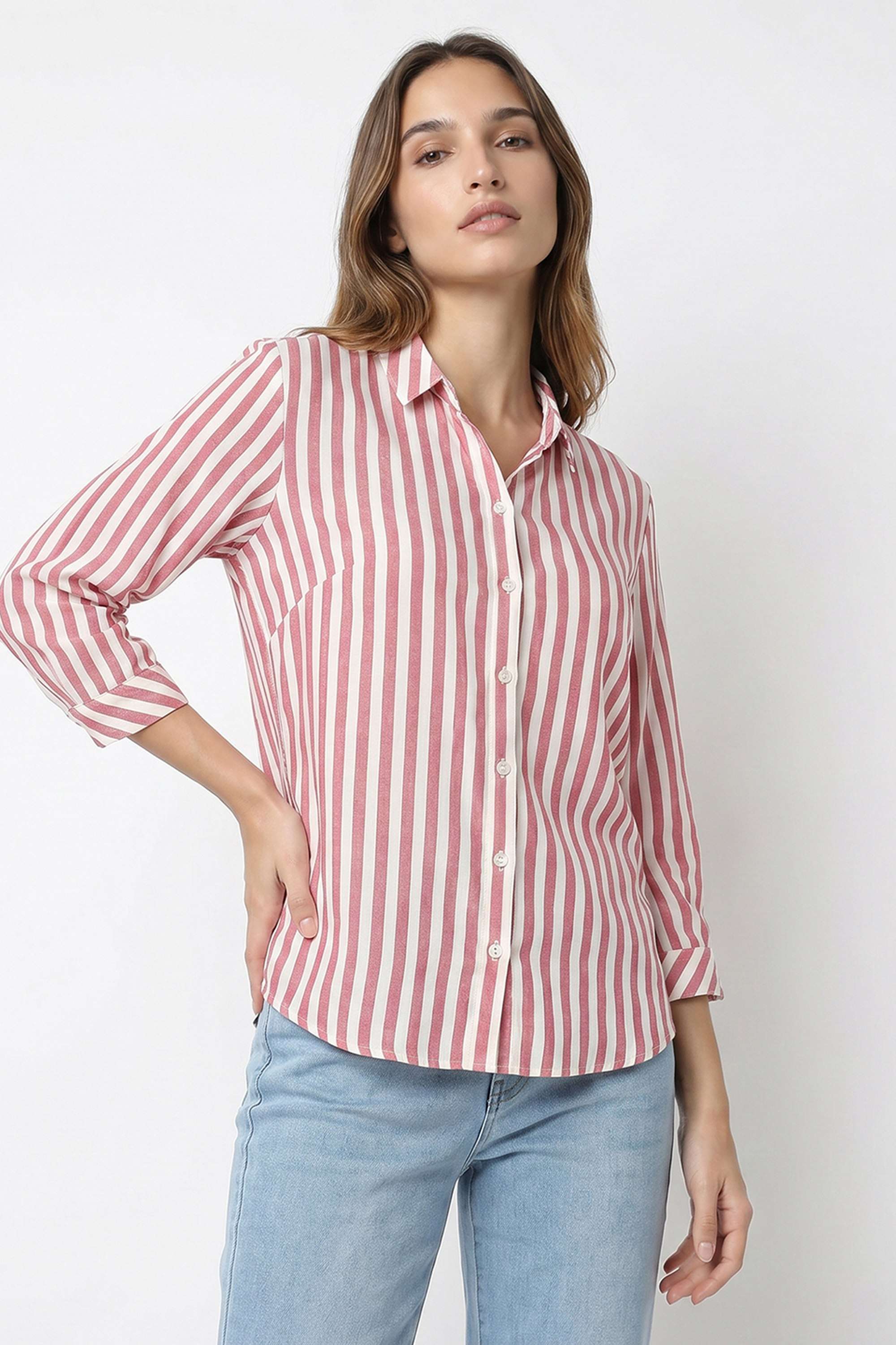 kraus Stripes Spread Collar Rayon Women's Casual Wear Shirt-picture-20