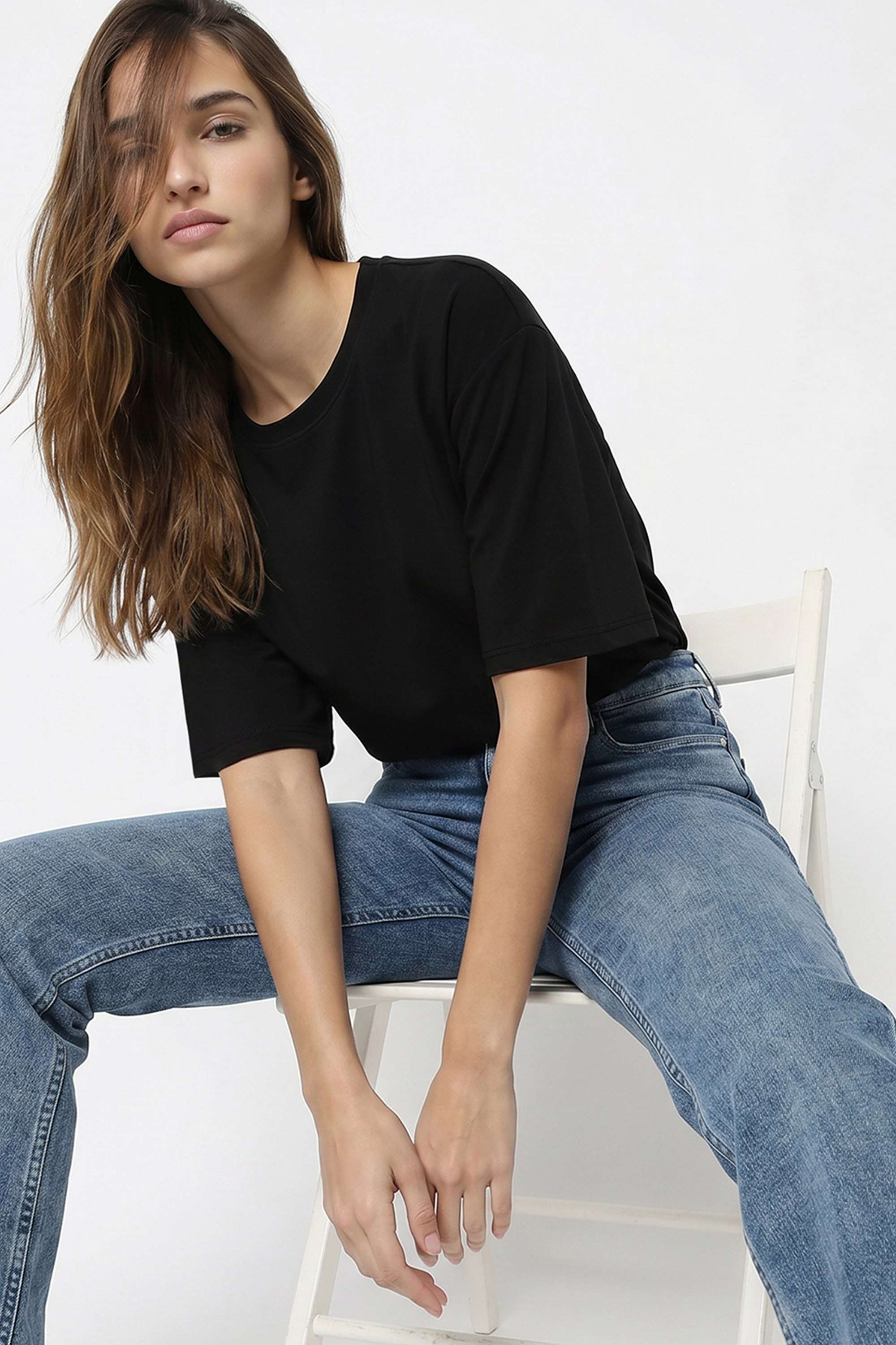 kraus Solid Viscose Polyester Spandex Blend Round Neck Women's T-Shirt-picture-22