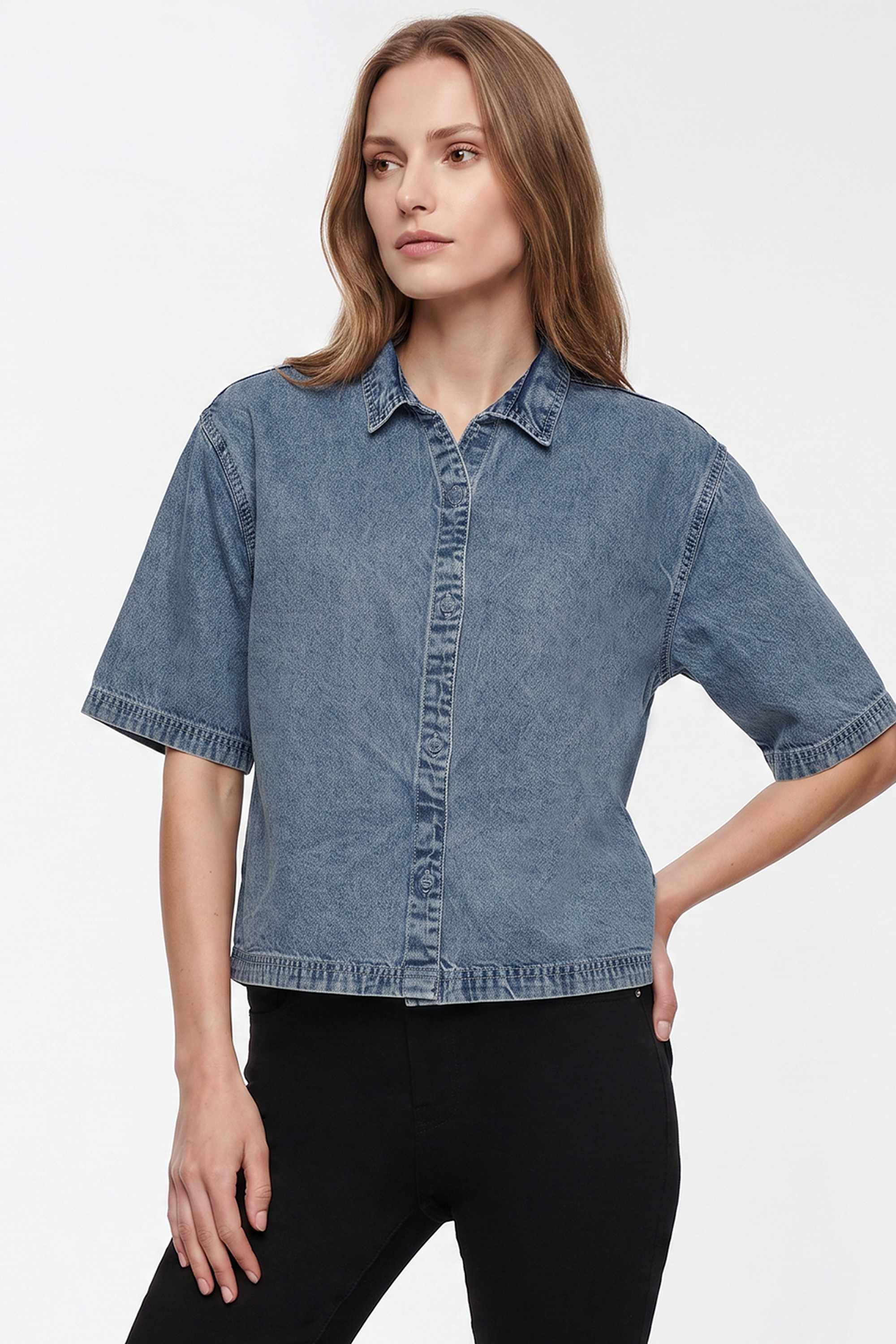 kraus Solid Spread Collar Cotton Women's Casual Wear Shirt-picture-31