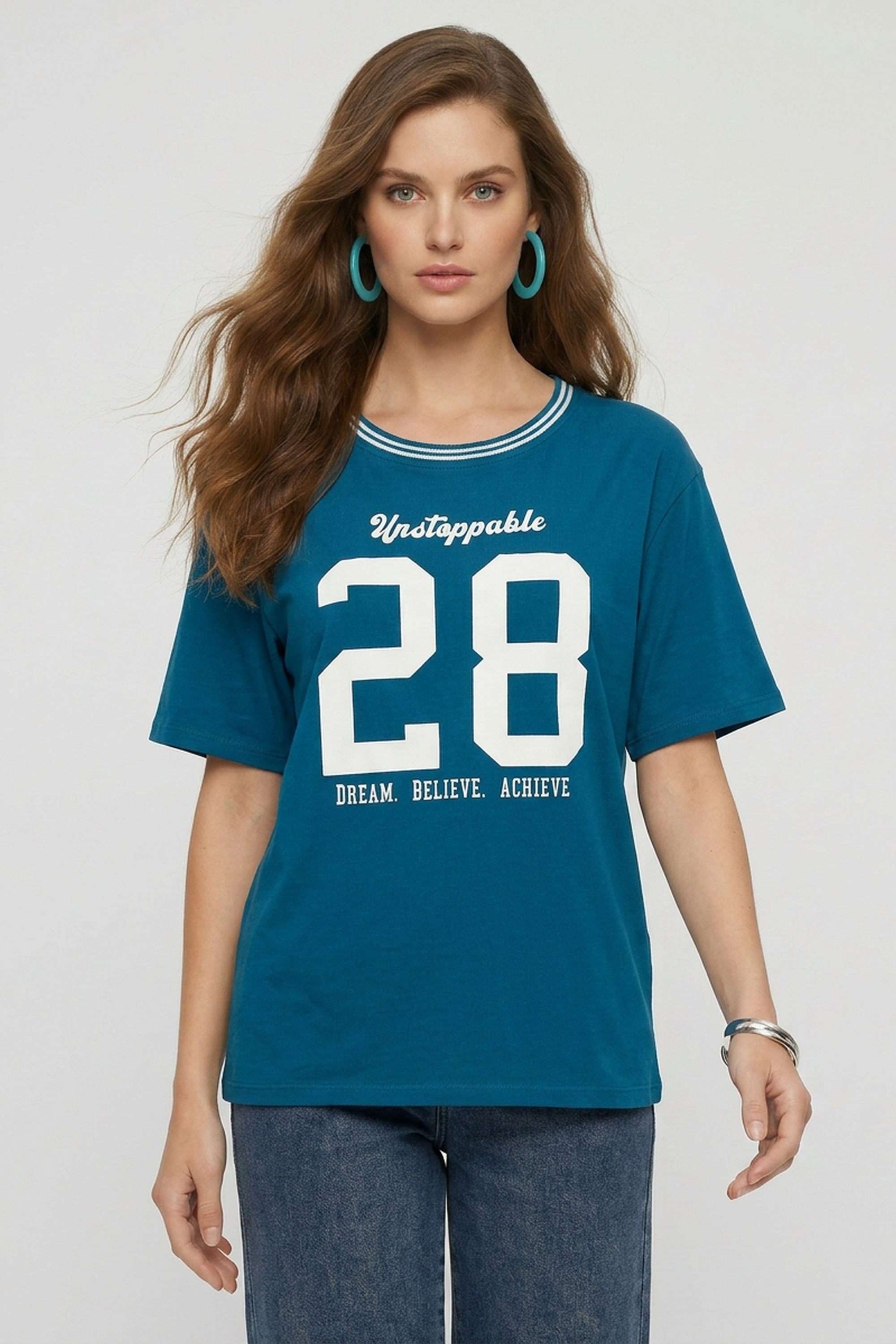 kraus Graphic Print Cotton Blend Round Neck Women's T-Shirt-picture-16