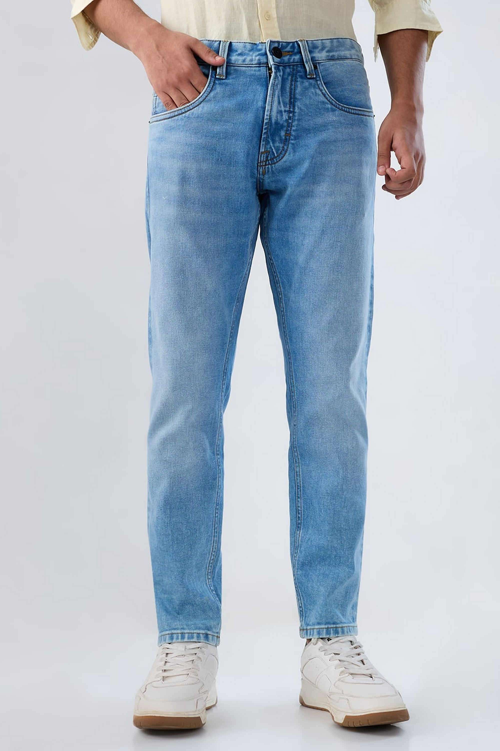 Solid-Cotton-Slim-Fit-Men-s-Jeans