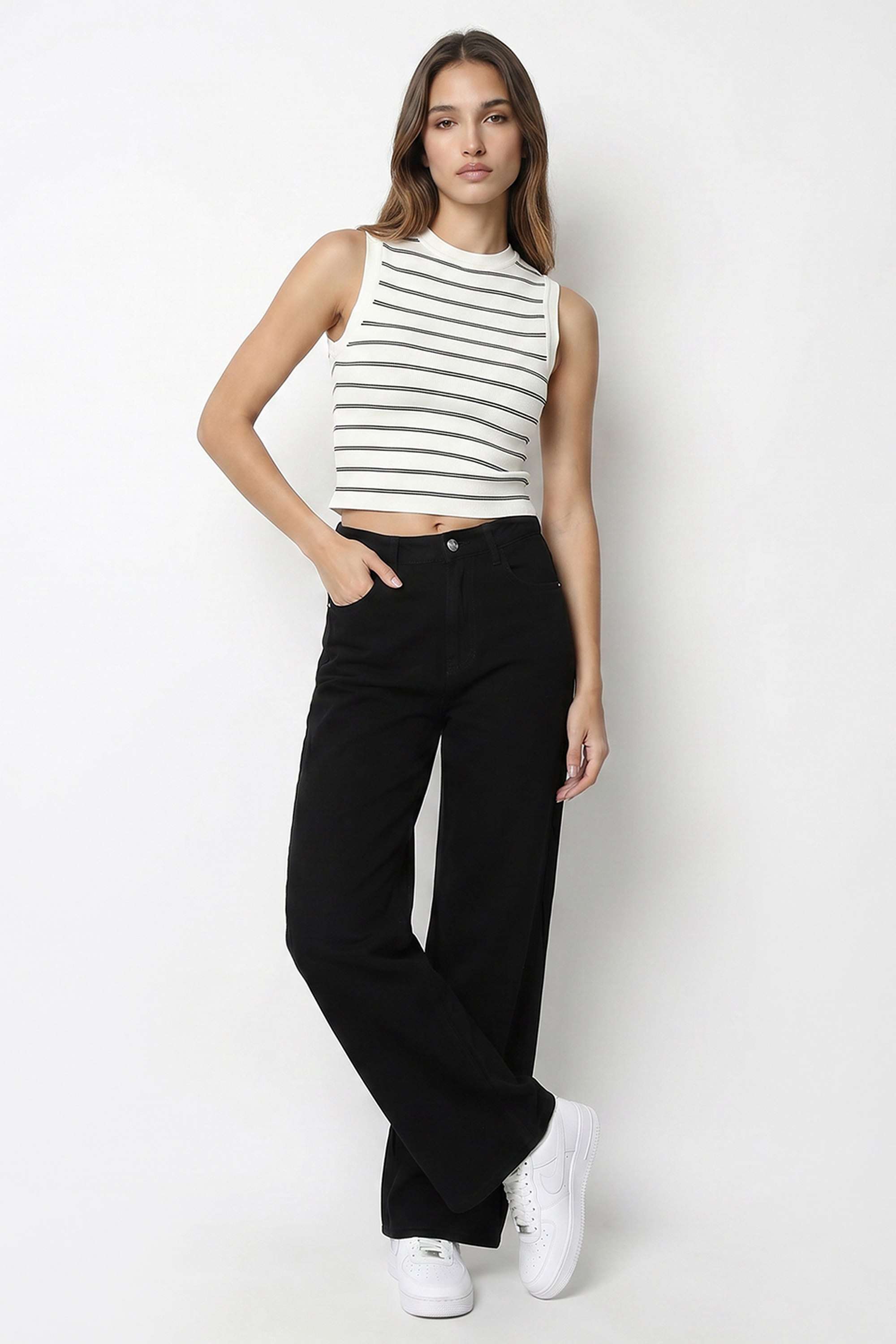 kraus Stripes Viscose Nylon Blend Round Neck Women's Top-picture-27