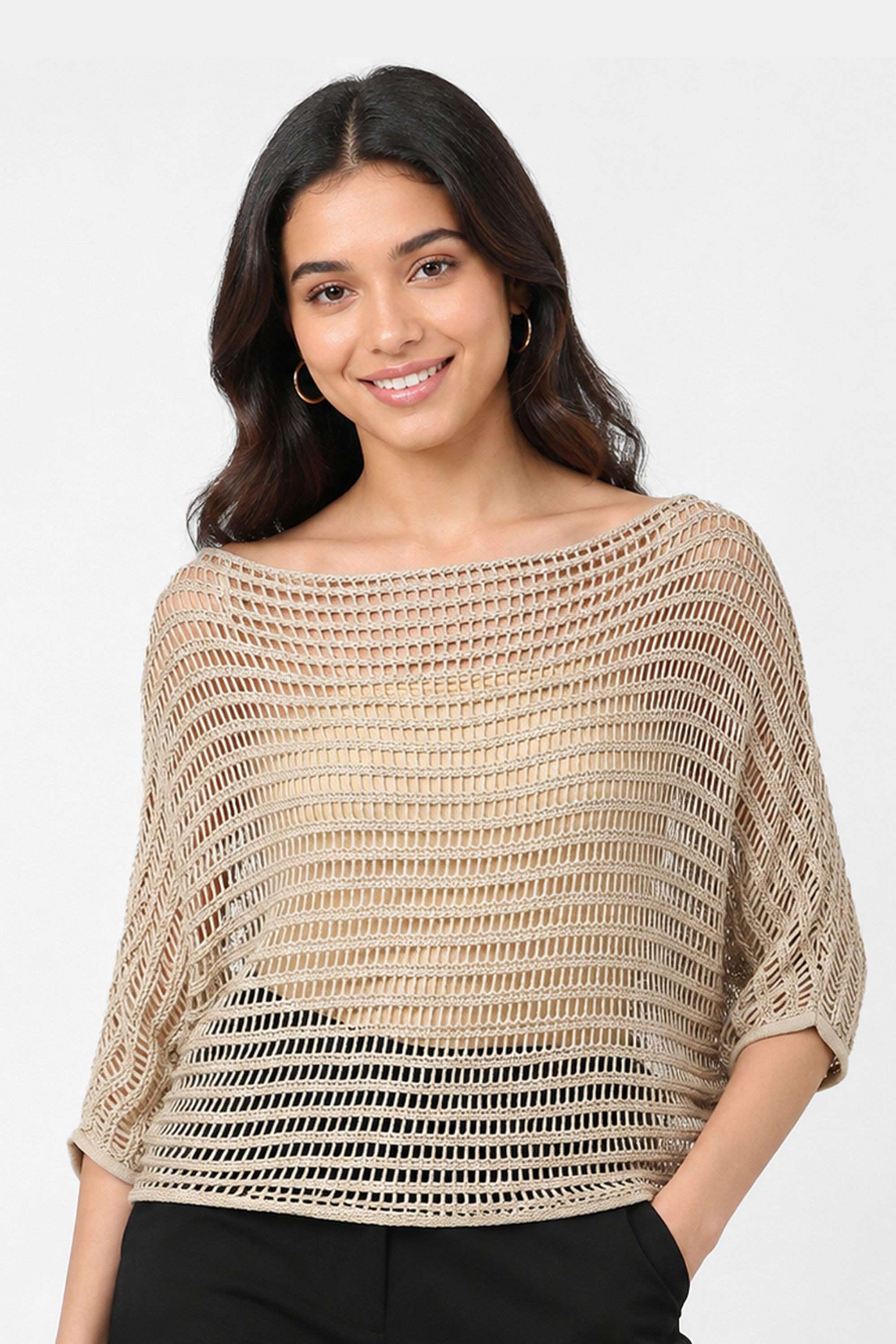 kraus Schiffli Viscose Nylon Blend Round Neck Women's Top-picture-31