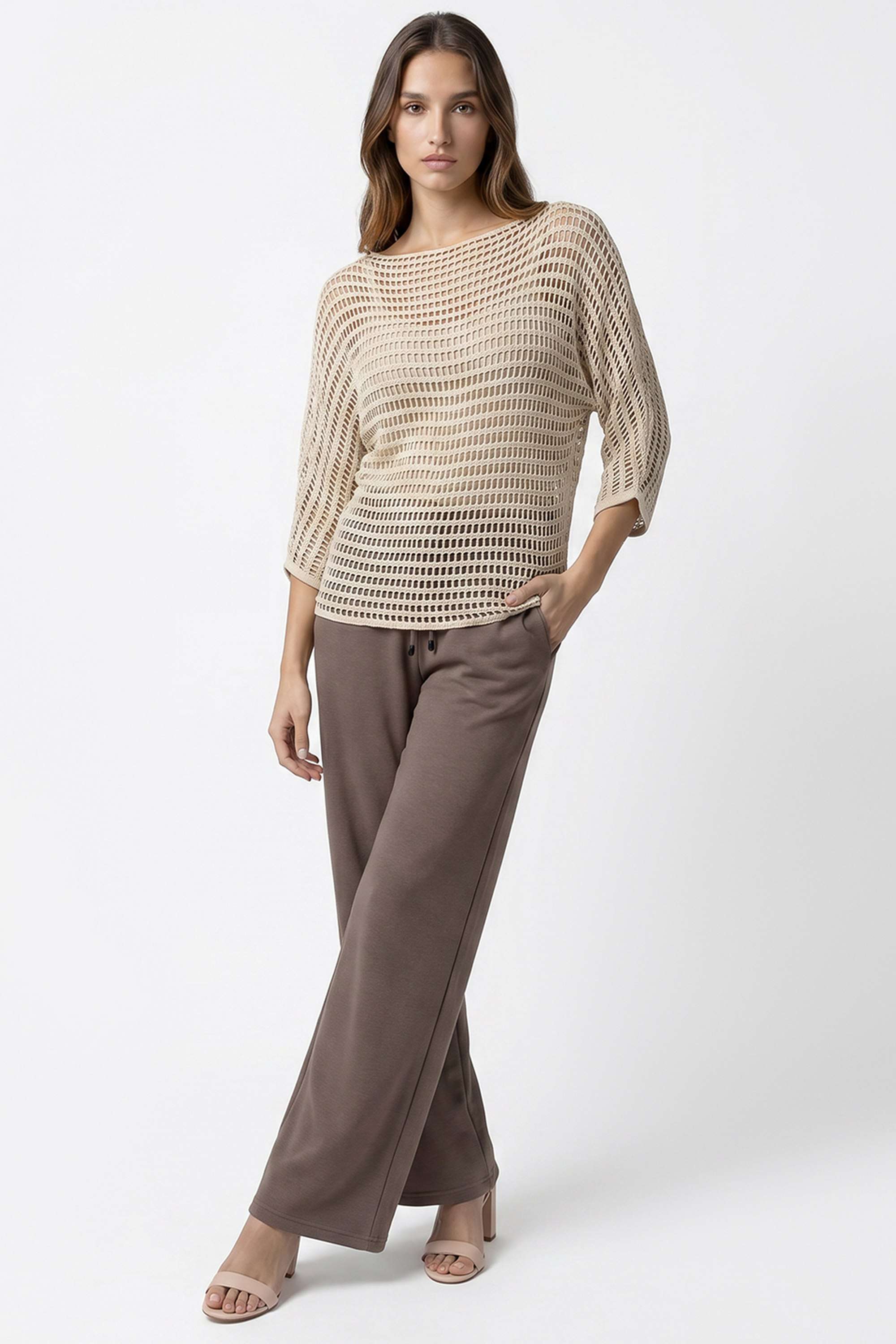 kraus Schiffli Viscose Nylon Blend Round Neck Women's Top-picture-20