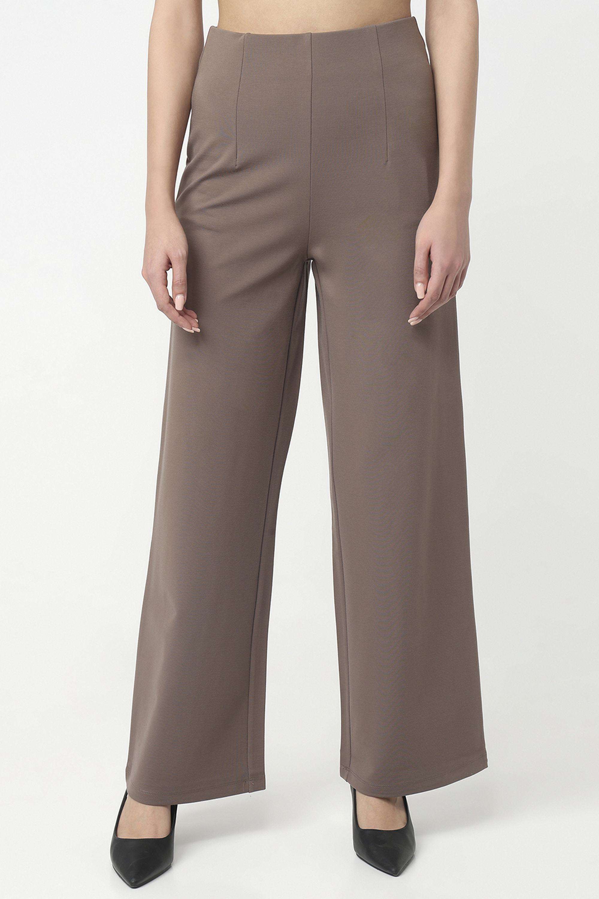 Solid-Relaxed-Fit-Blended-Fabric-Women-s-Casual-Wear-Treggings