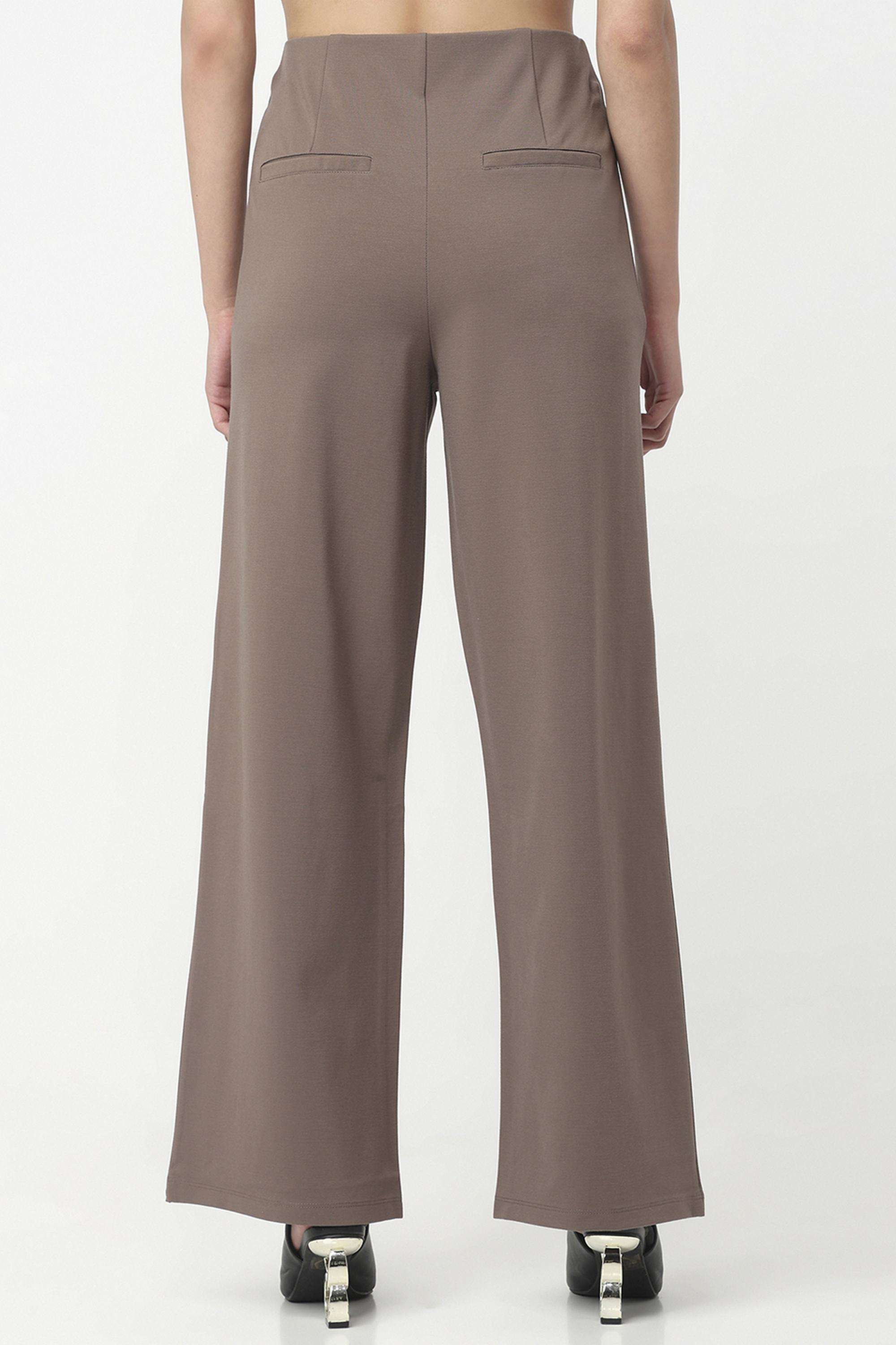 Solid-Relaxed-Fit-Blended-Fabric-Women-s-Casual-Wear-Treggings