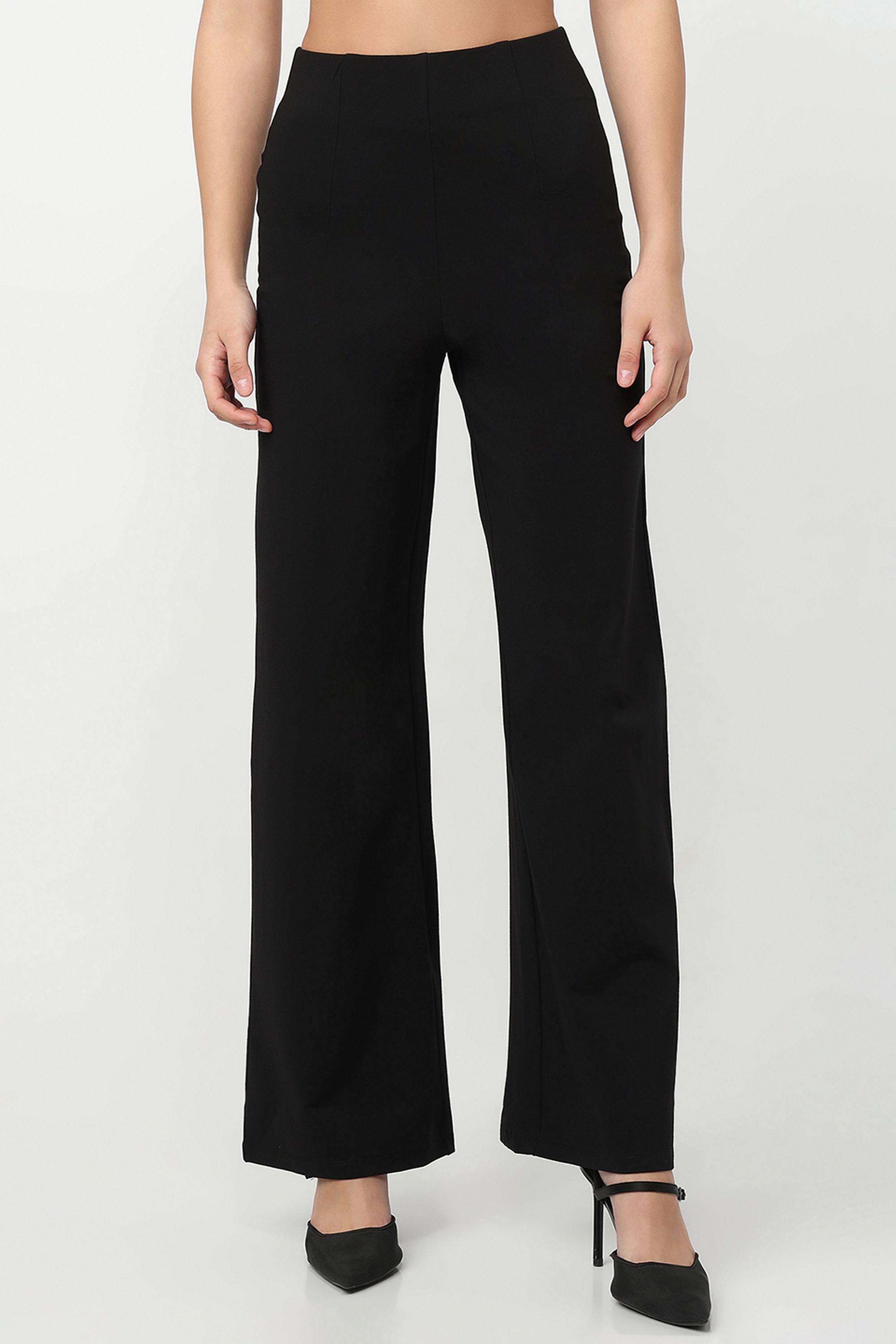 Solid-Wide-Leg-Fit-Blended-Fabric-Women-s-Casual-Wear-Treggings