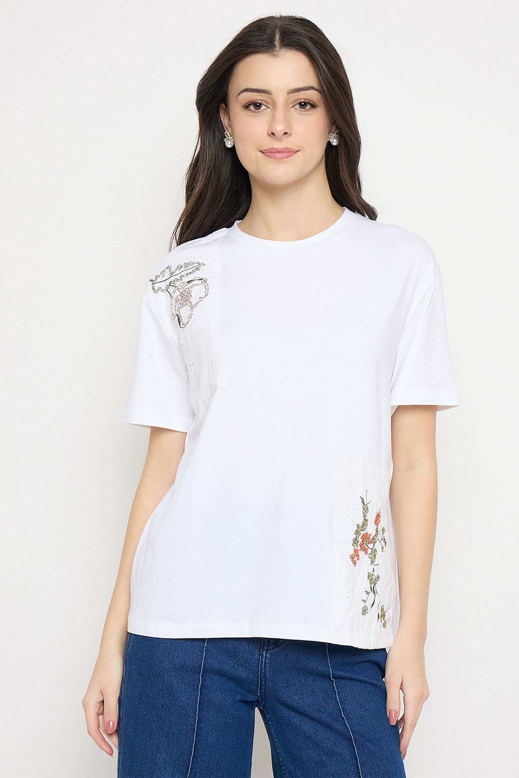 Solid-Cotton-Collared-Women-s-T-Shirt