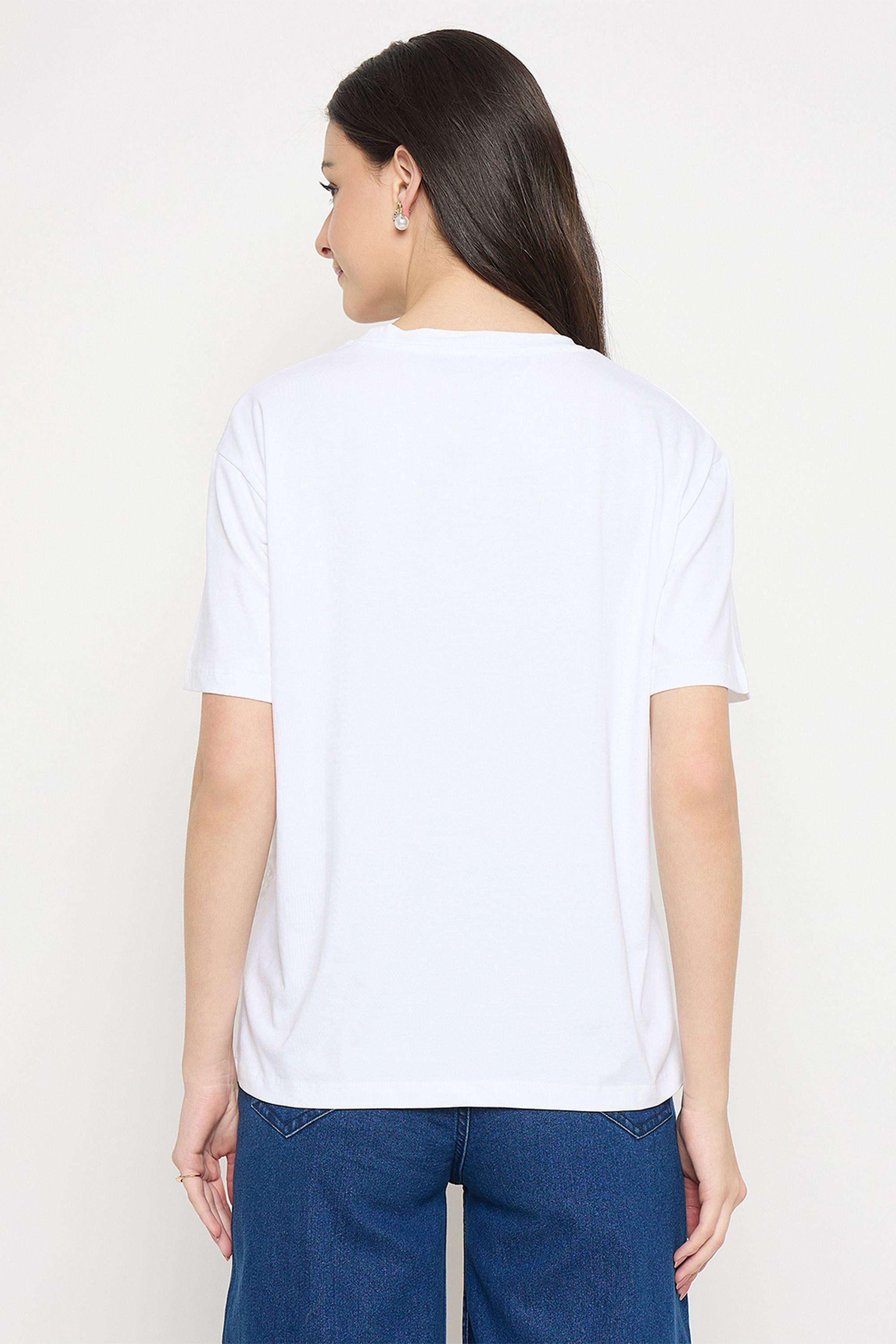 Solid-Cotton-Collared-Women-s-T-Shirt