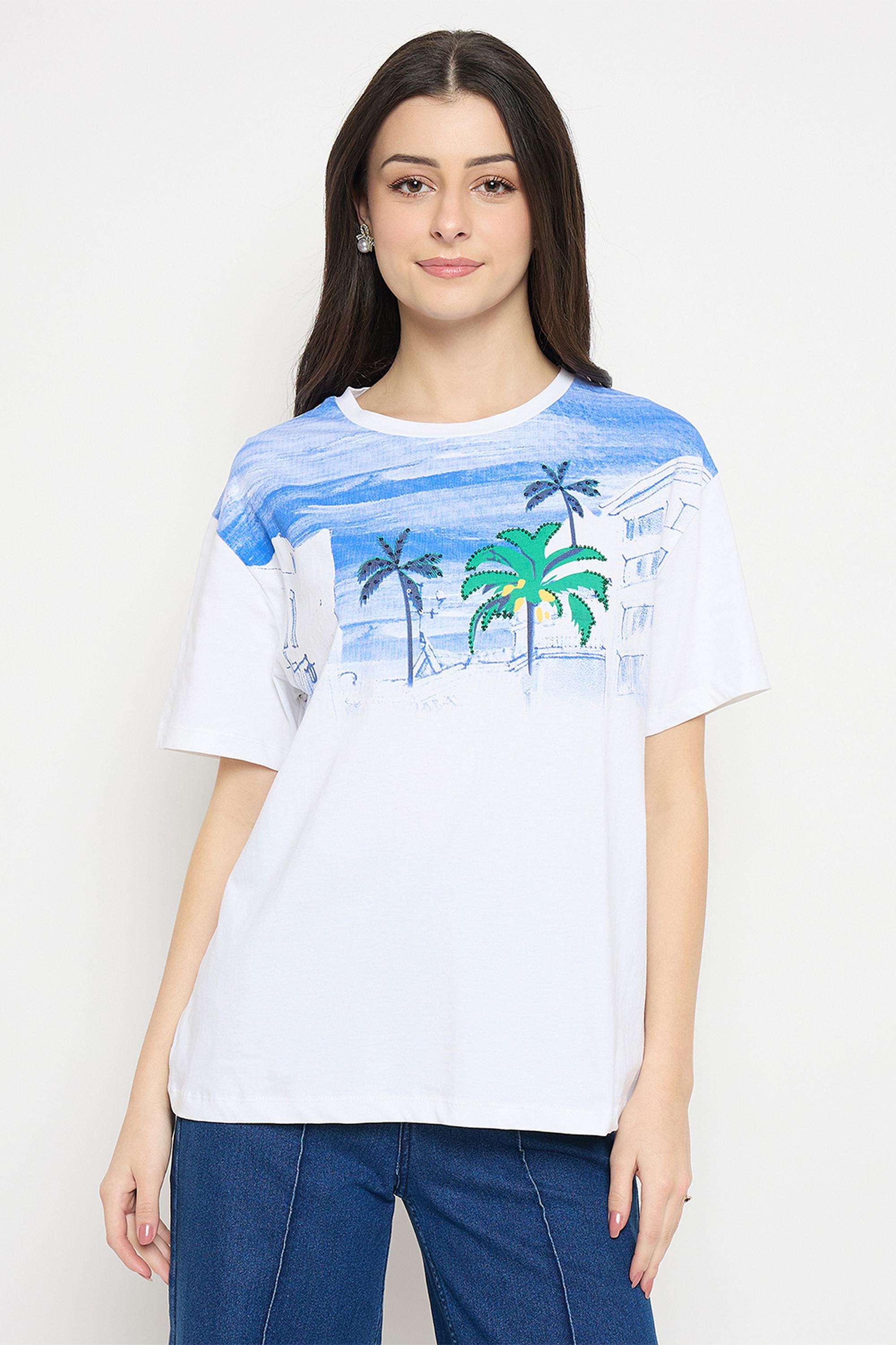Solid-Cotton-Collared-Women-s-T-Shirt