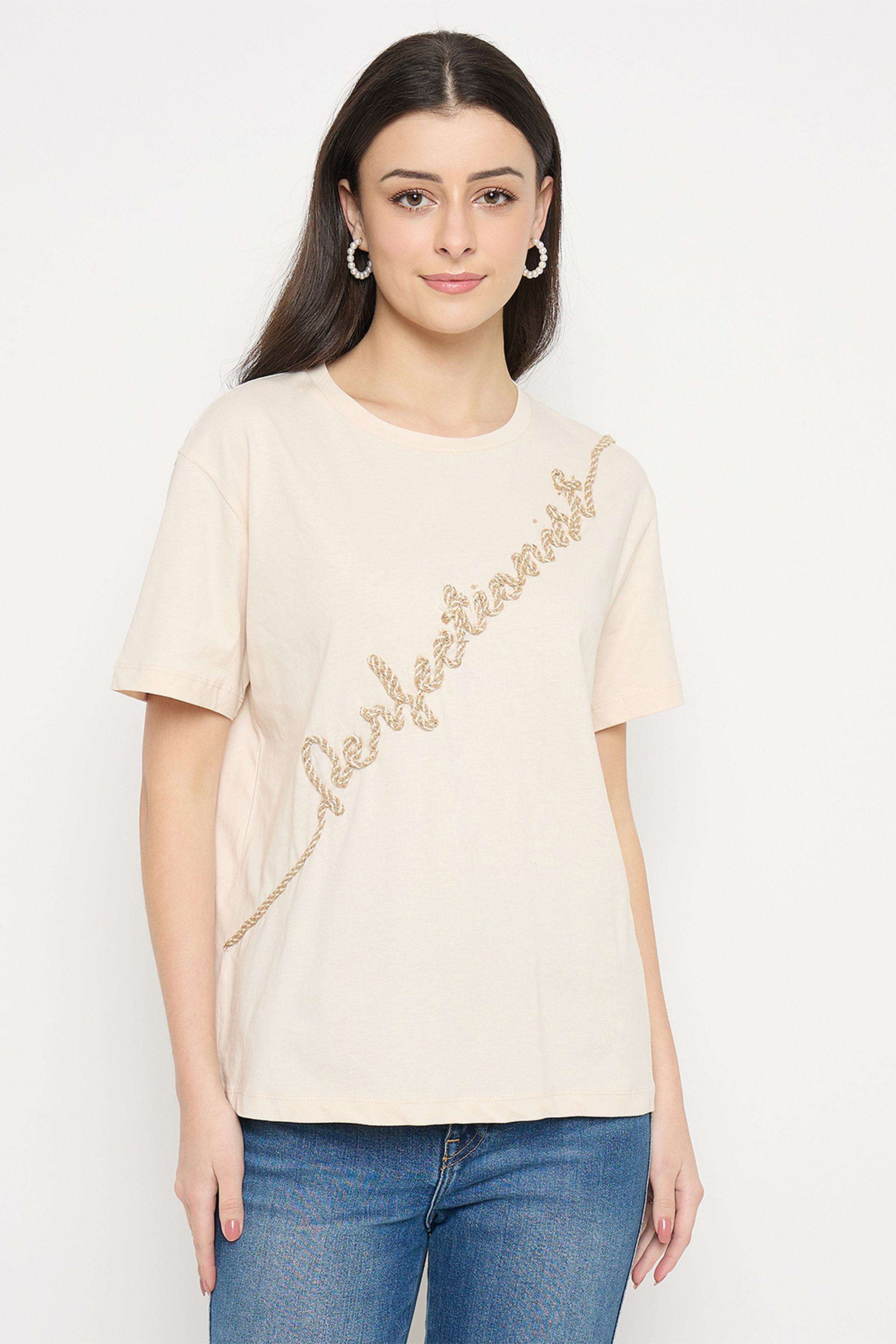 Solid-Cotton-Collared-Women-s-T-Shirt