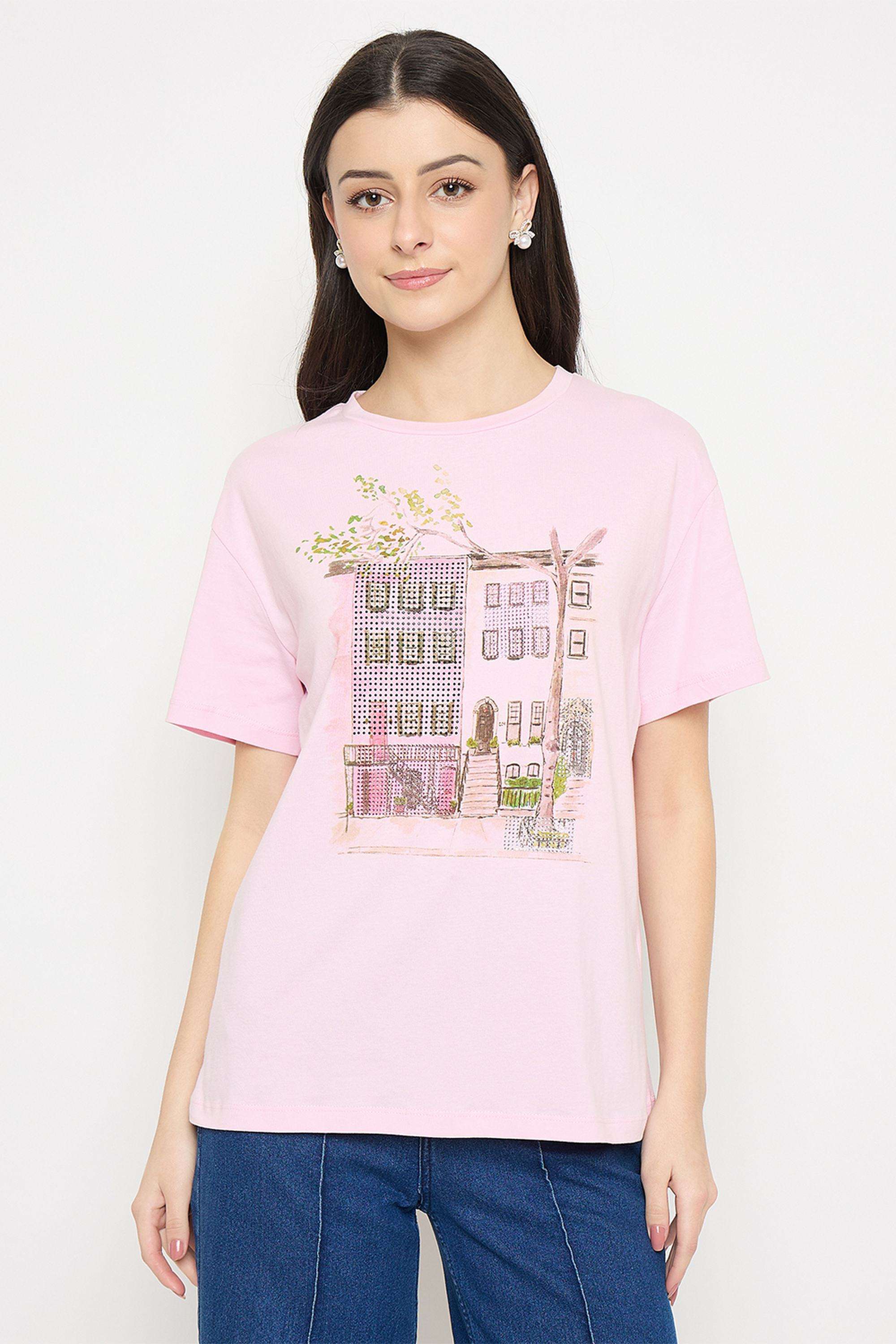 Solid-Cotton-Collared-Women-s-T-Shirt