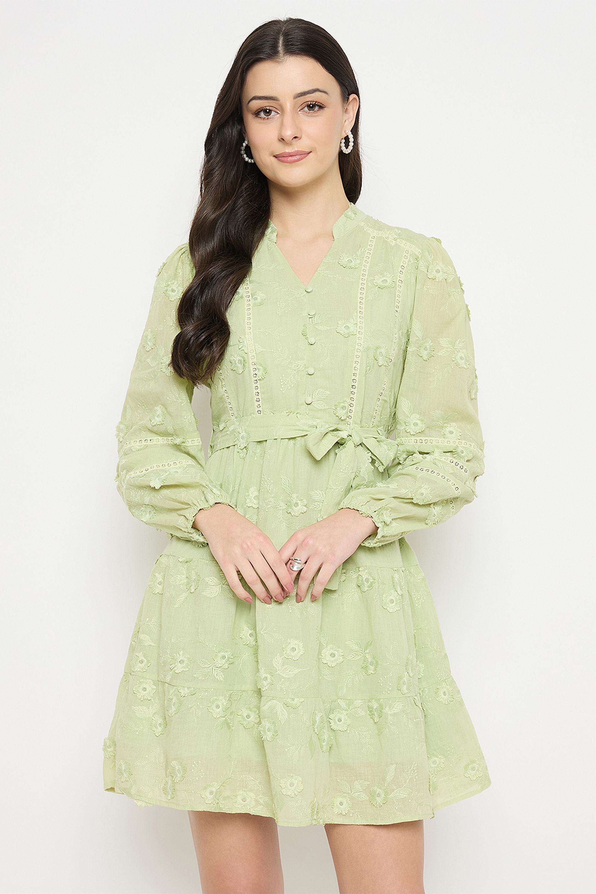 madame Solid Cotton V-Neck Women's Dress-picture-17