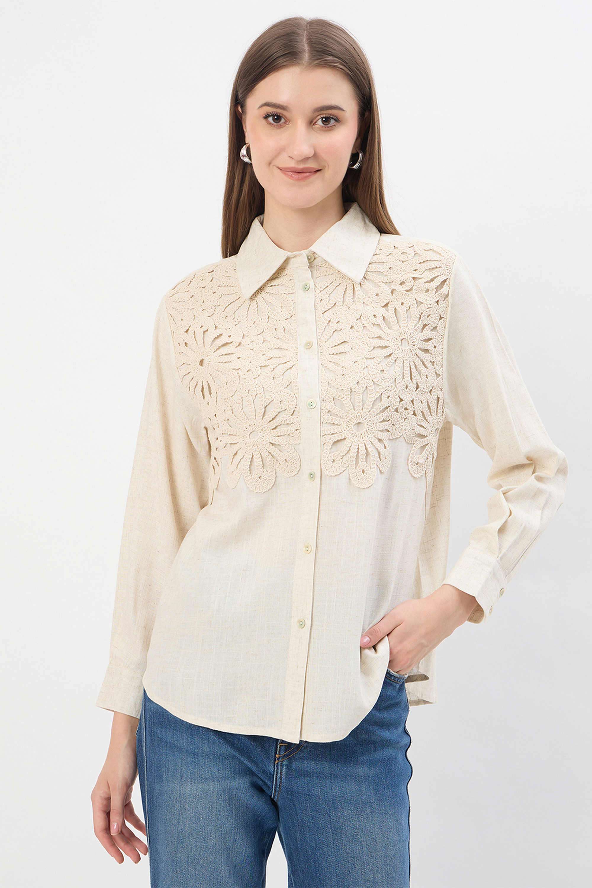 madame Embroidered Viscose Regular Fit Women's Shirt-picture-26