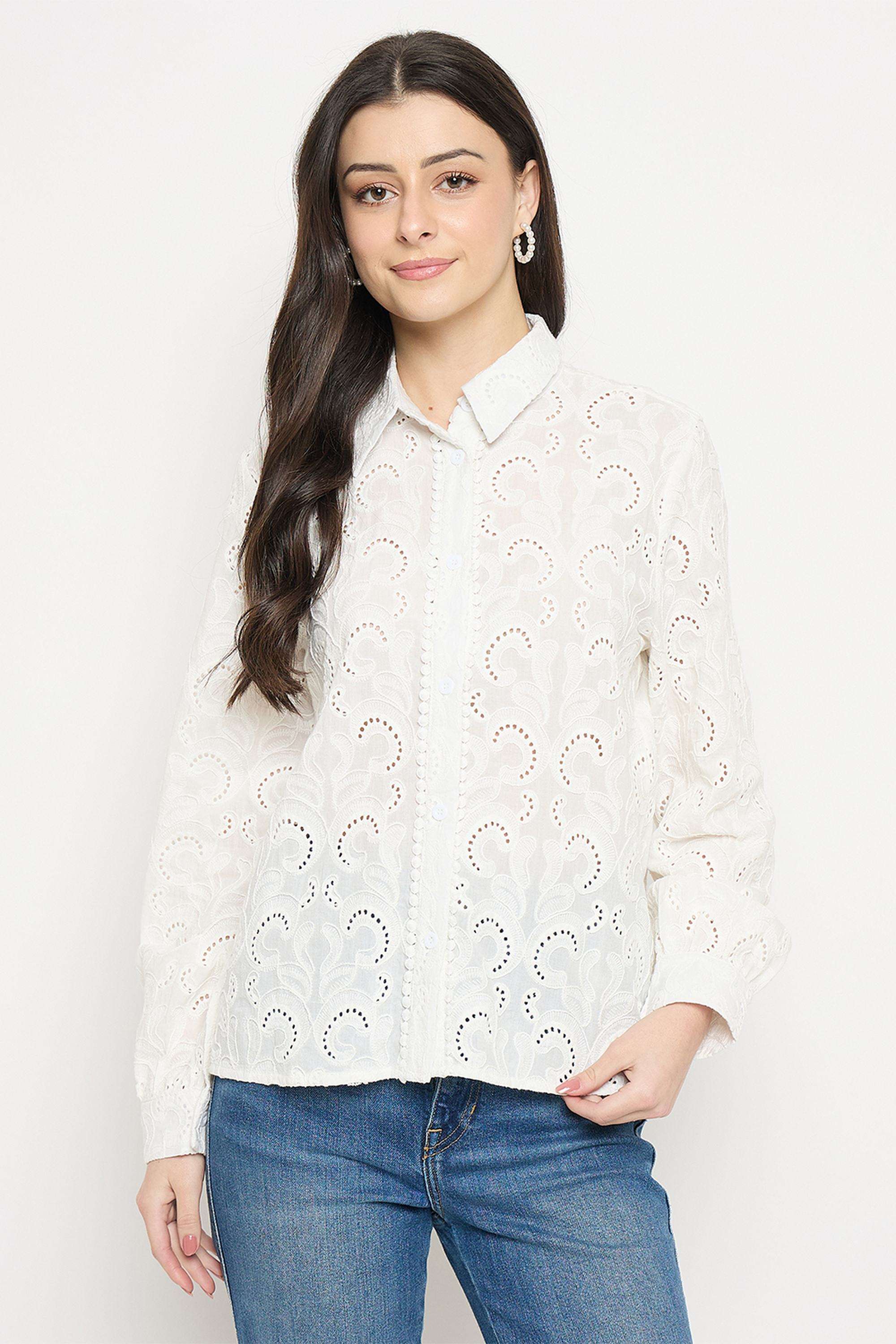Solid-Cotton-Collared-Women-s-T-Shirt