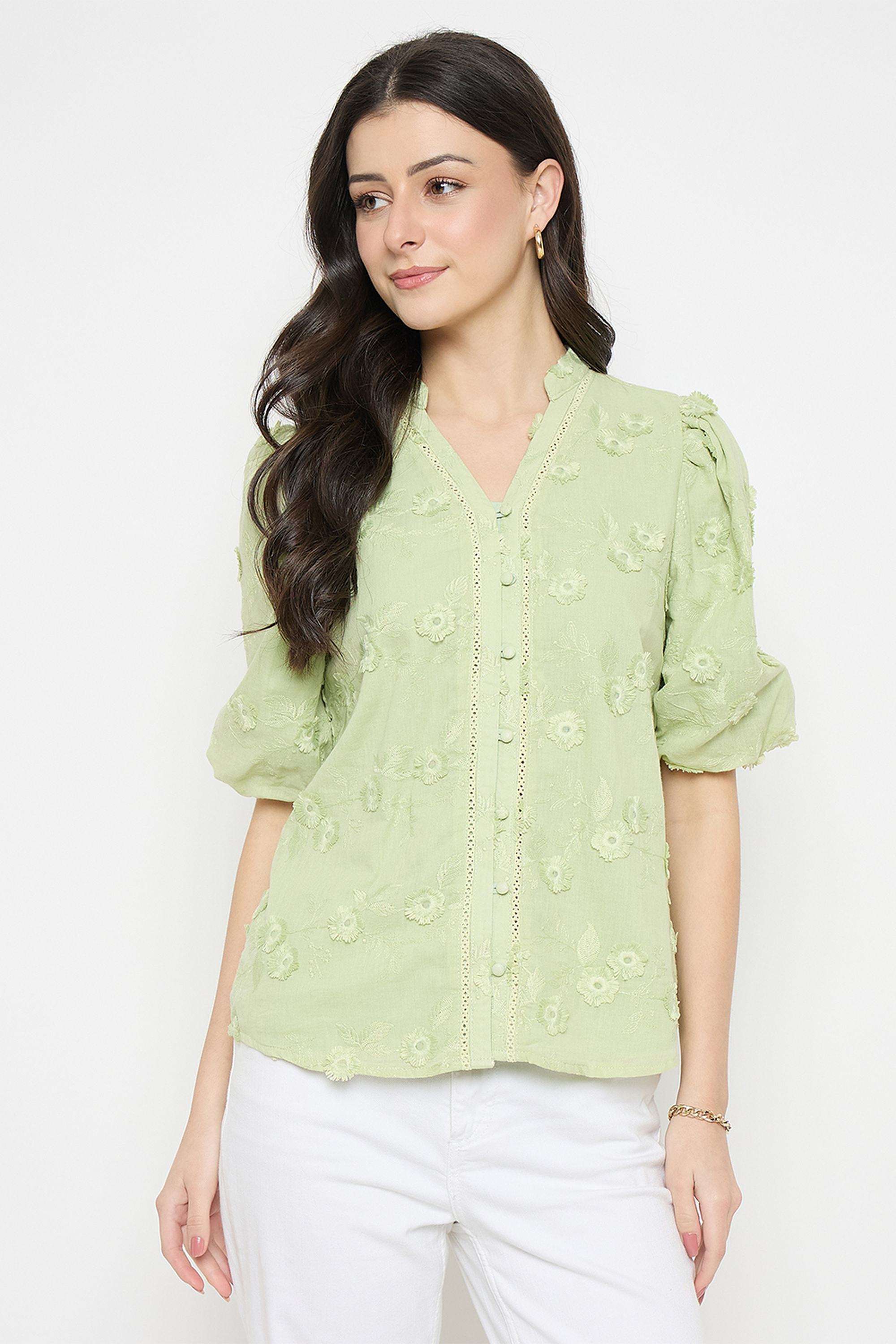 Solid-Cotton-Collared-Women-s-T-Shirt