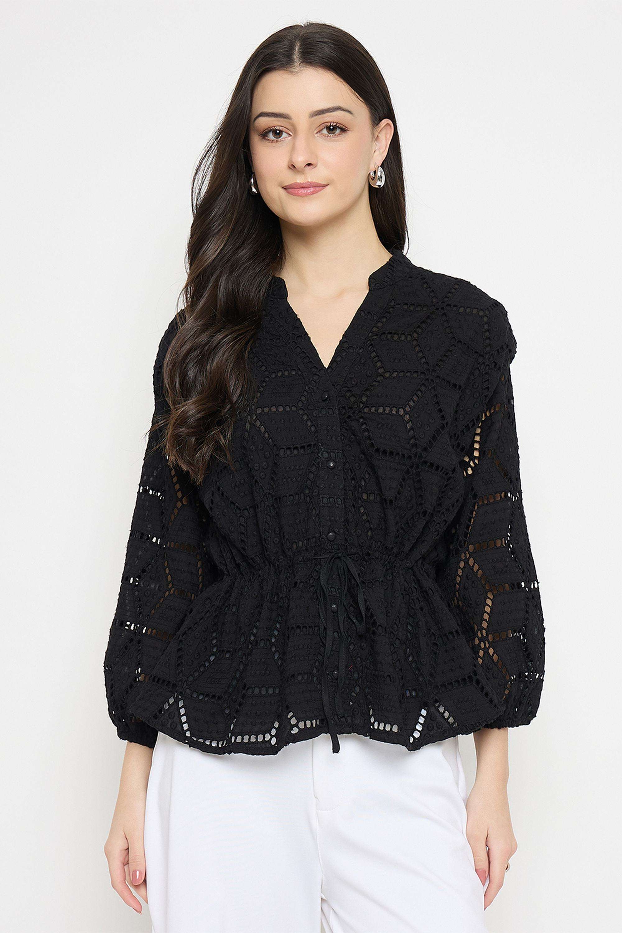 Solid-Cotton-Collared-Women-s-T-Shirt