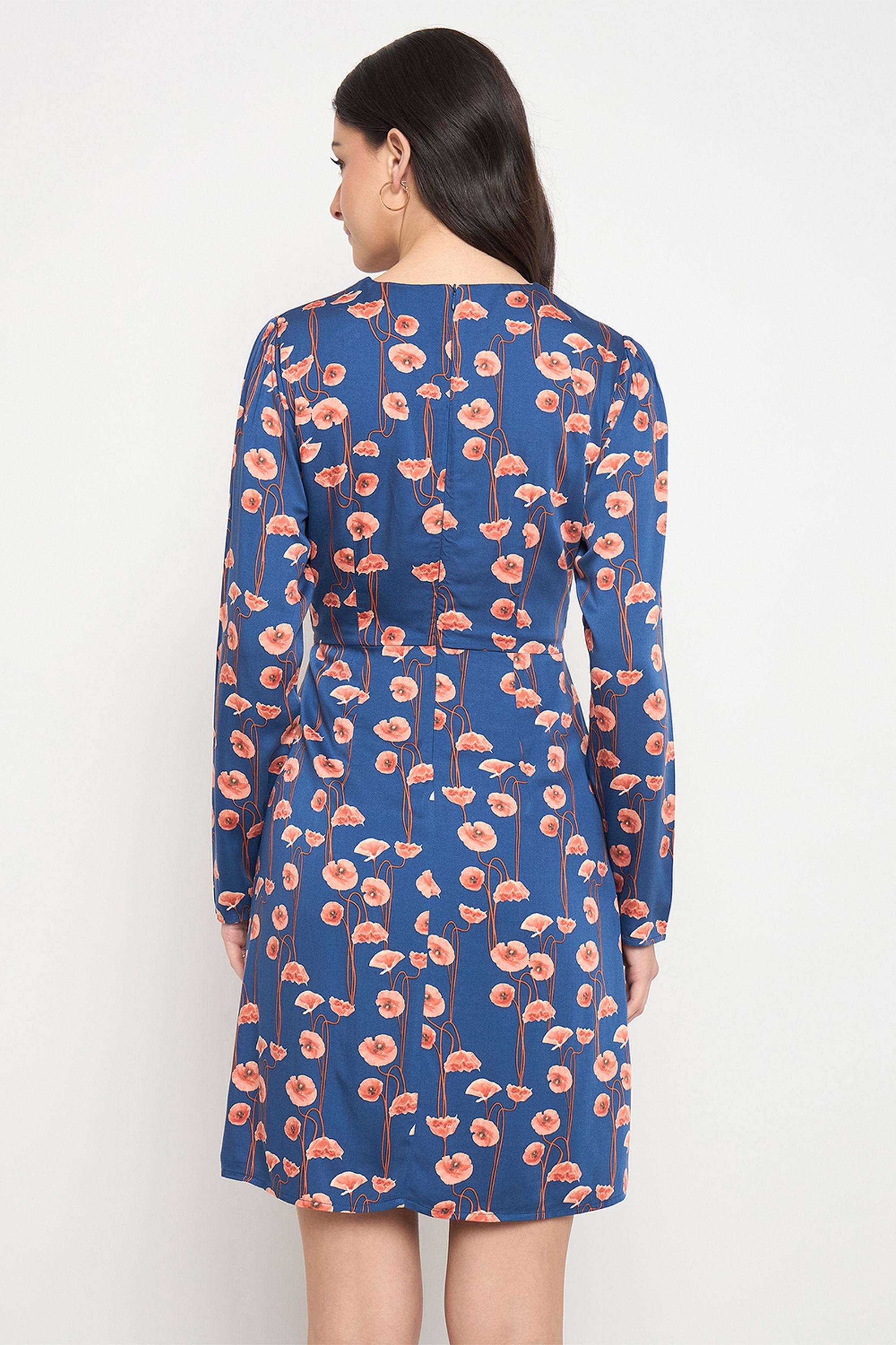 Printed-Rayon-Round-Neck-Women-s-Dress