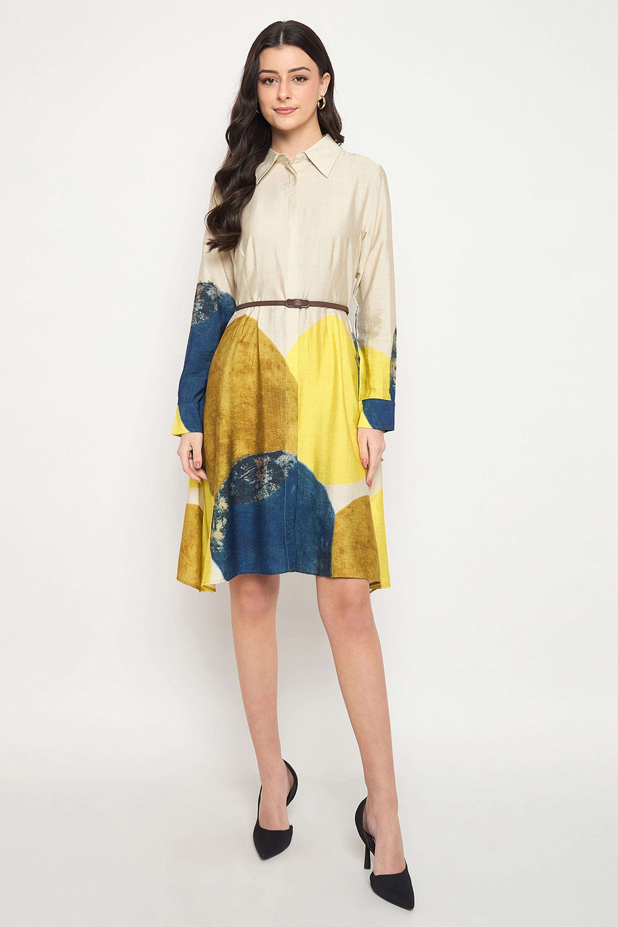 Printed-Rayon-Collared-Women-s-Dress