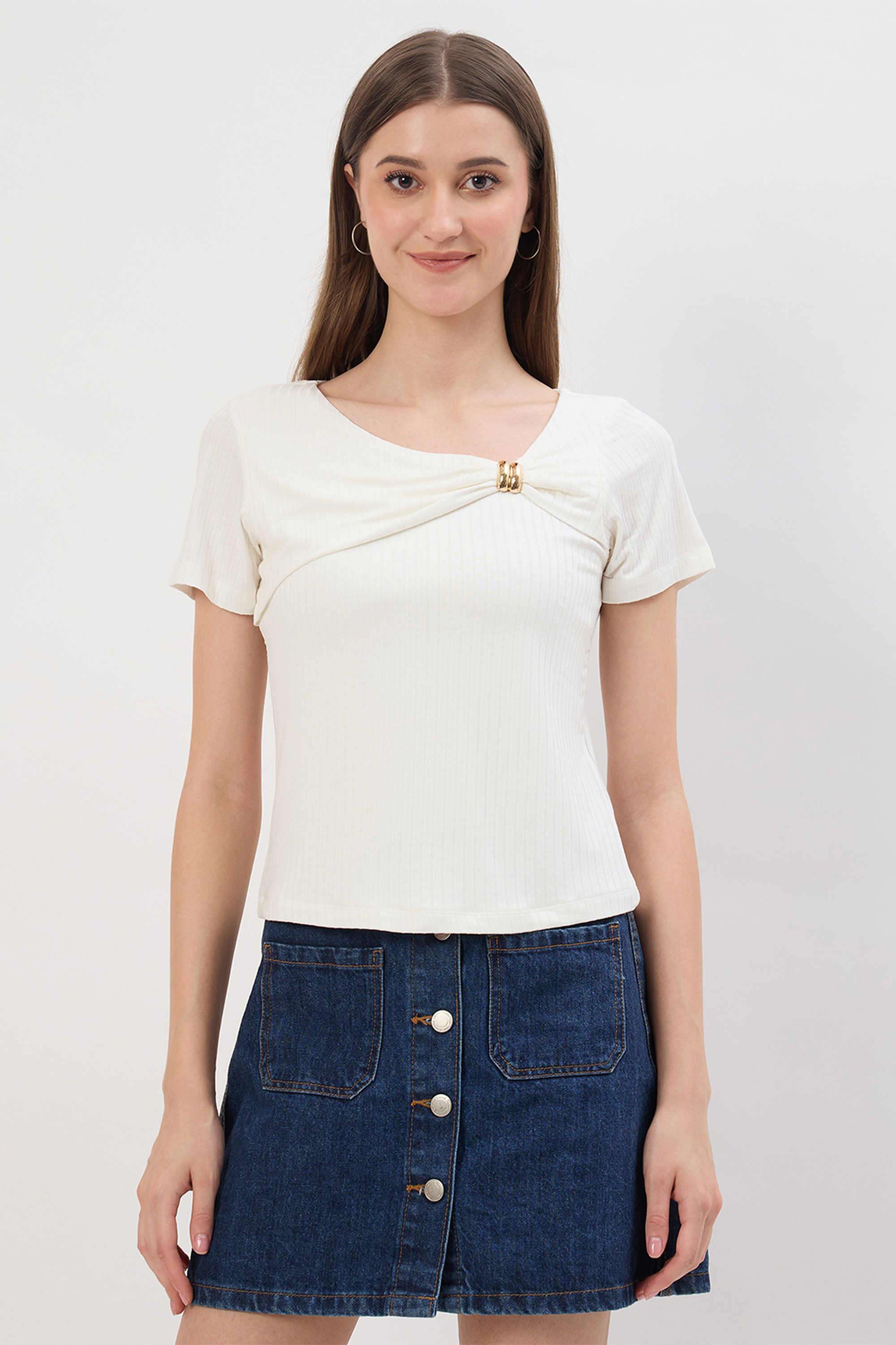 madame Solid Rayon Round Neck Women's T-Shirt-picture-26